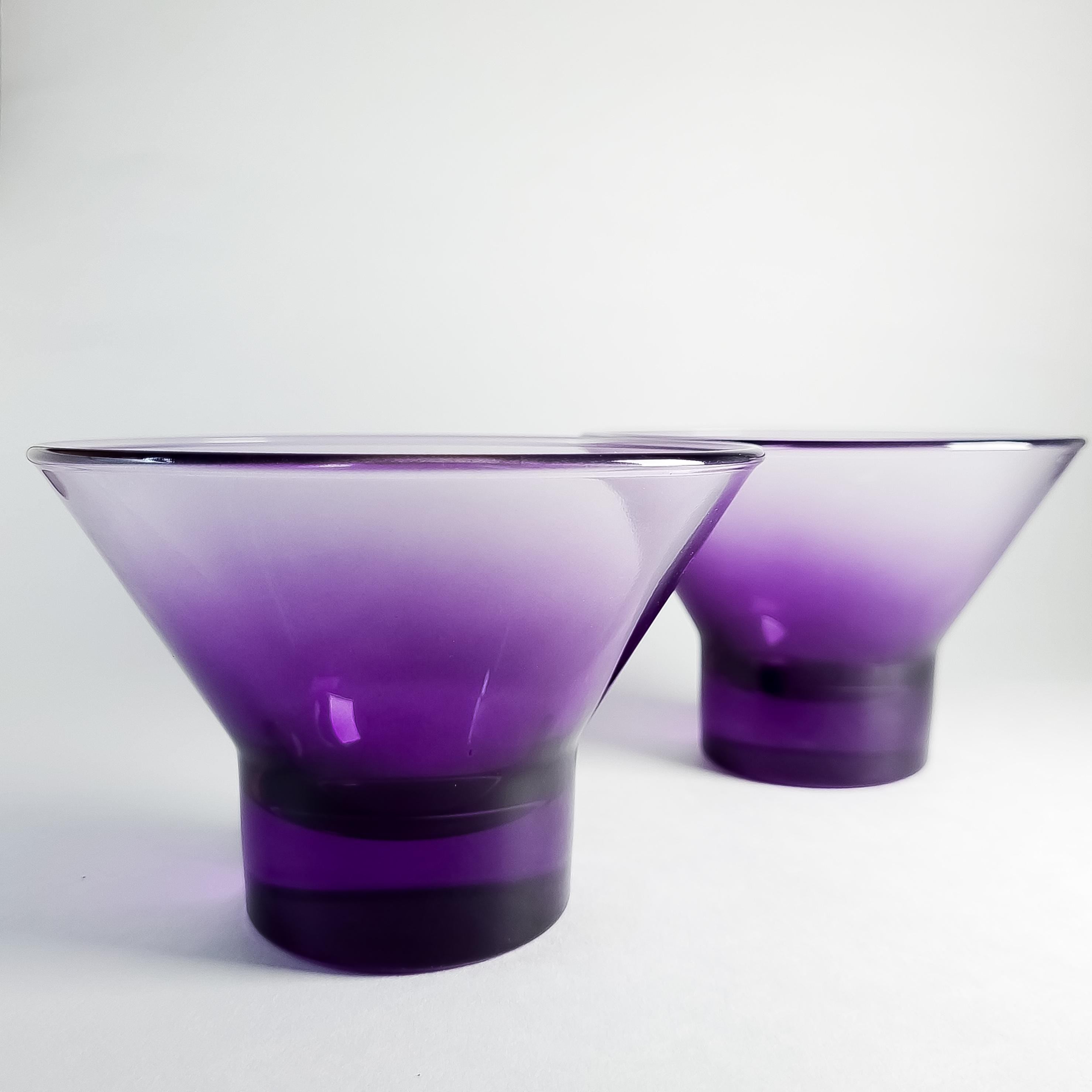 2 Vintage Dessert or Shrimp Cocktail Glass: Green, Blue or Purple