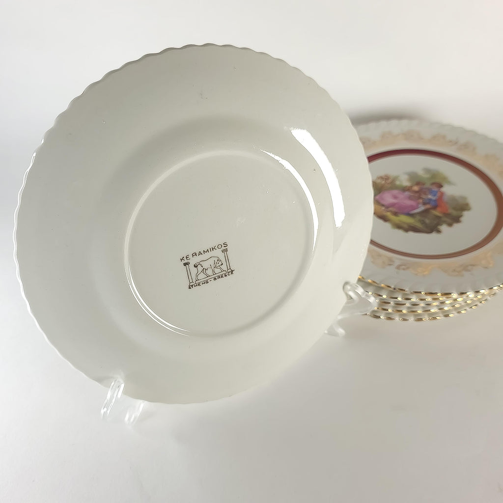 Set of 6 Greek Bread or Dessert Plates, Rococo Home Decor