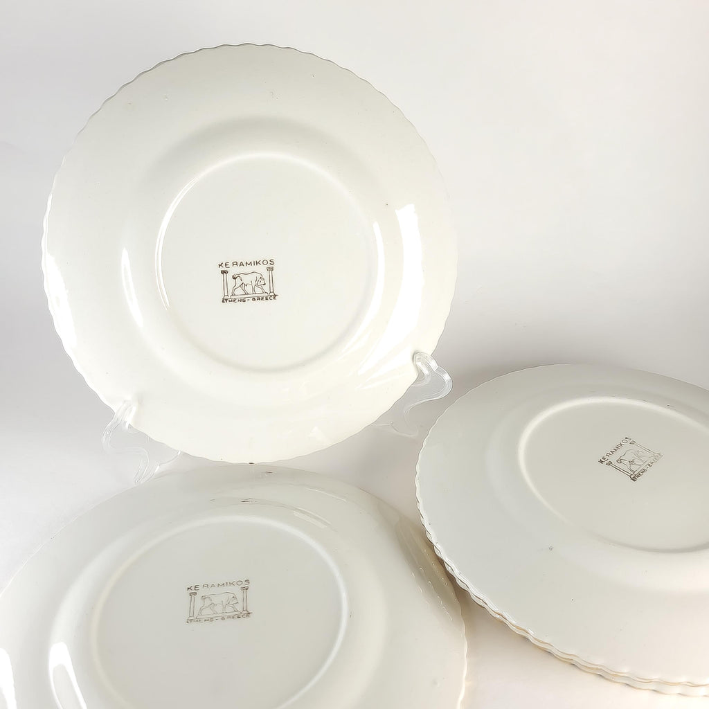 Set of 6 Greek Bread or Dessert Plates, Rococo Home Decor