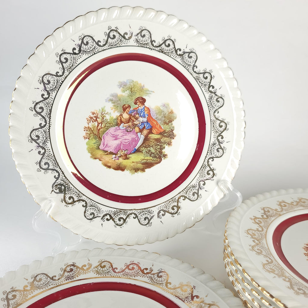 Set of 6 Greek Bread or Dessert Plates, Rococo Home Decor