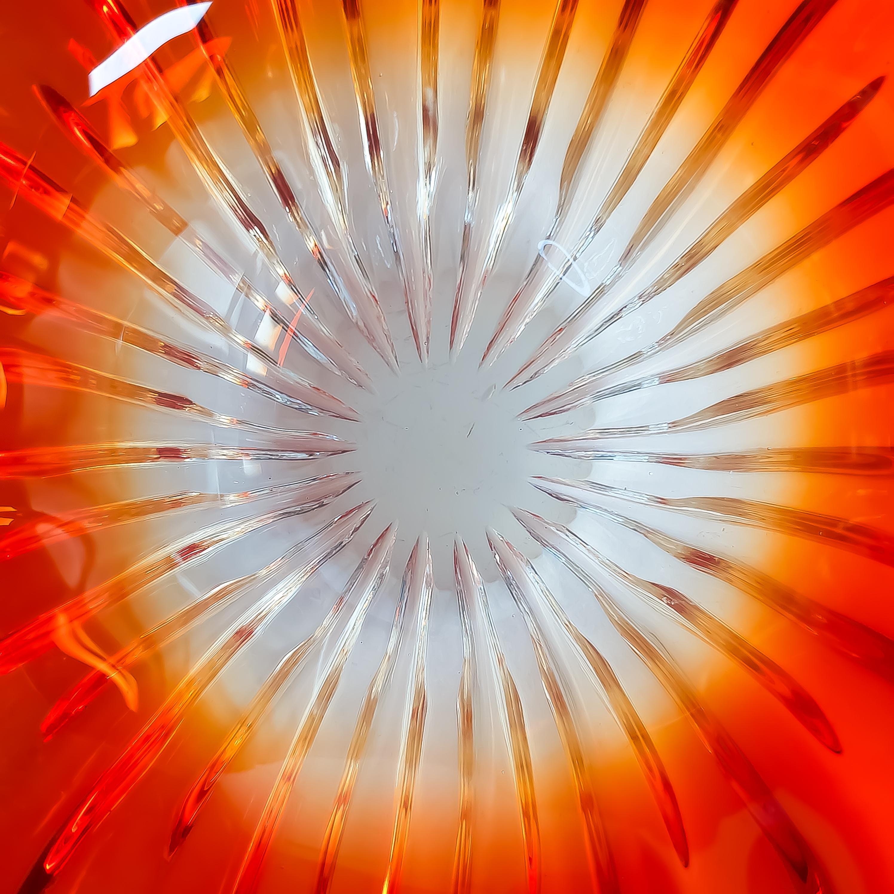 Red Leaf Textured Serving Dish, Vintage Gradient Glass