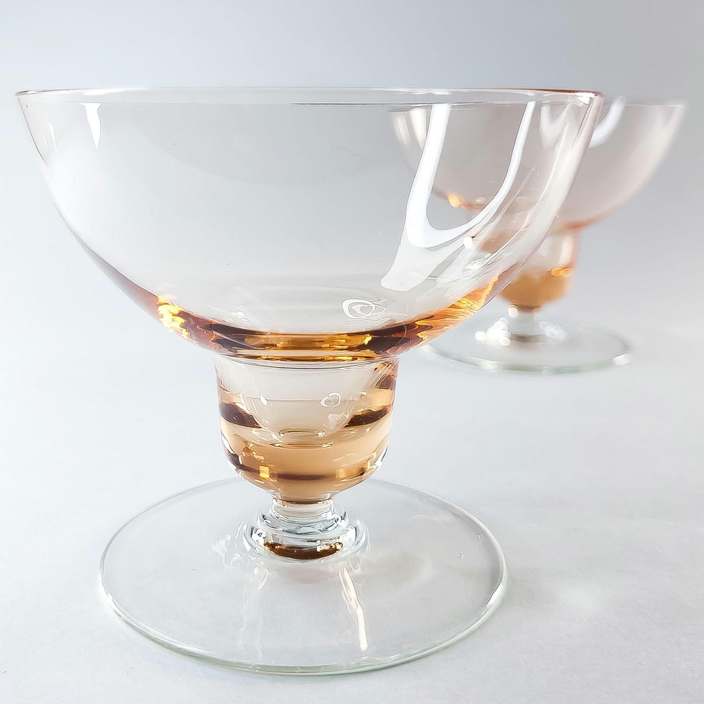 Set of 4 Vintage Pink Glass Stemware, Cranberry Snifters & Depression Glass Coupes