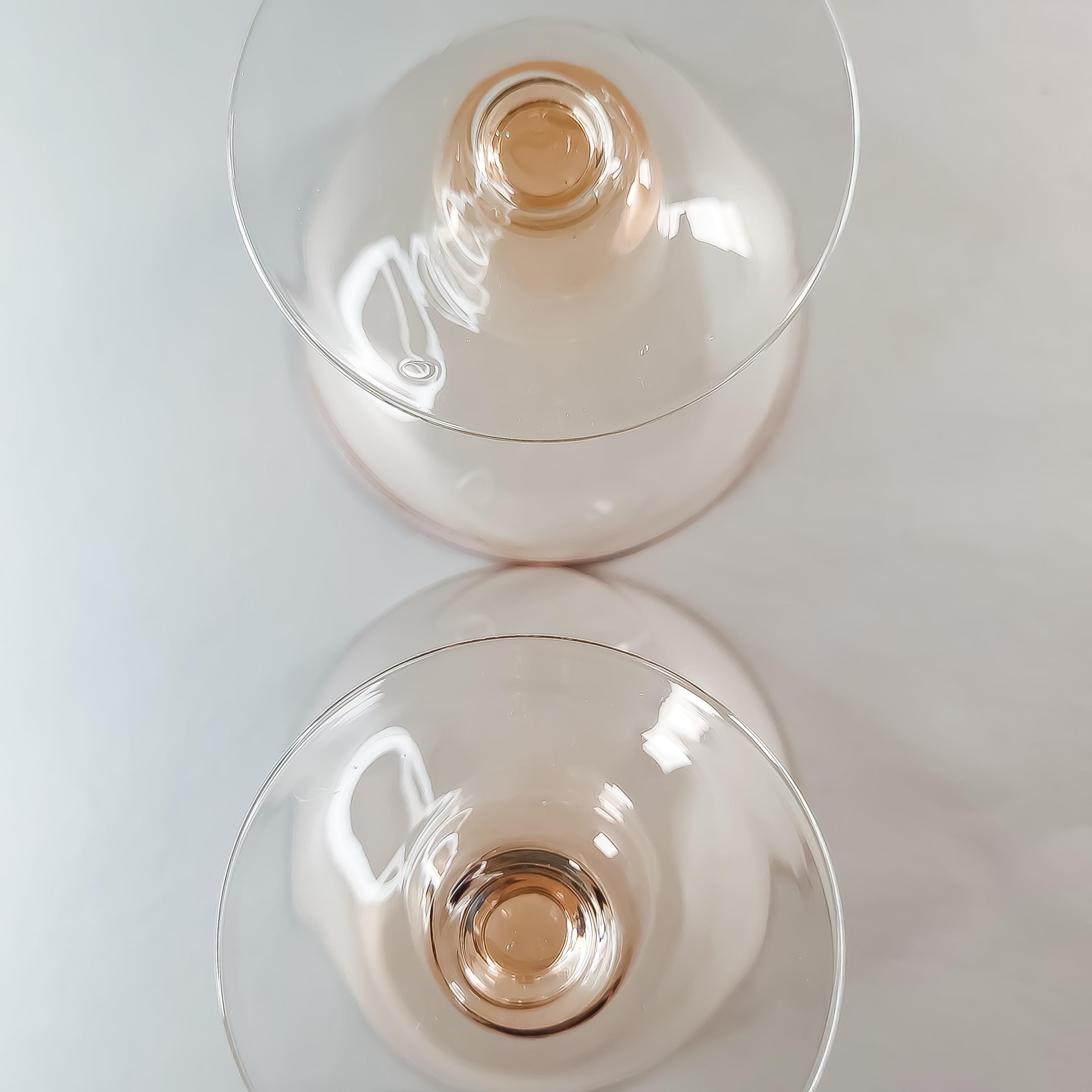 Set of 4 Vintage Pink Glass Stemware, Cranberry Snifters & Depression Glass Coupes
