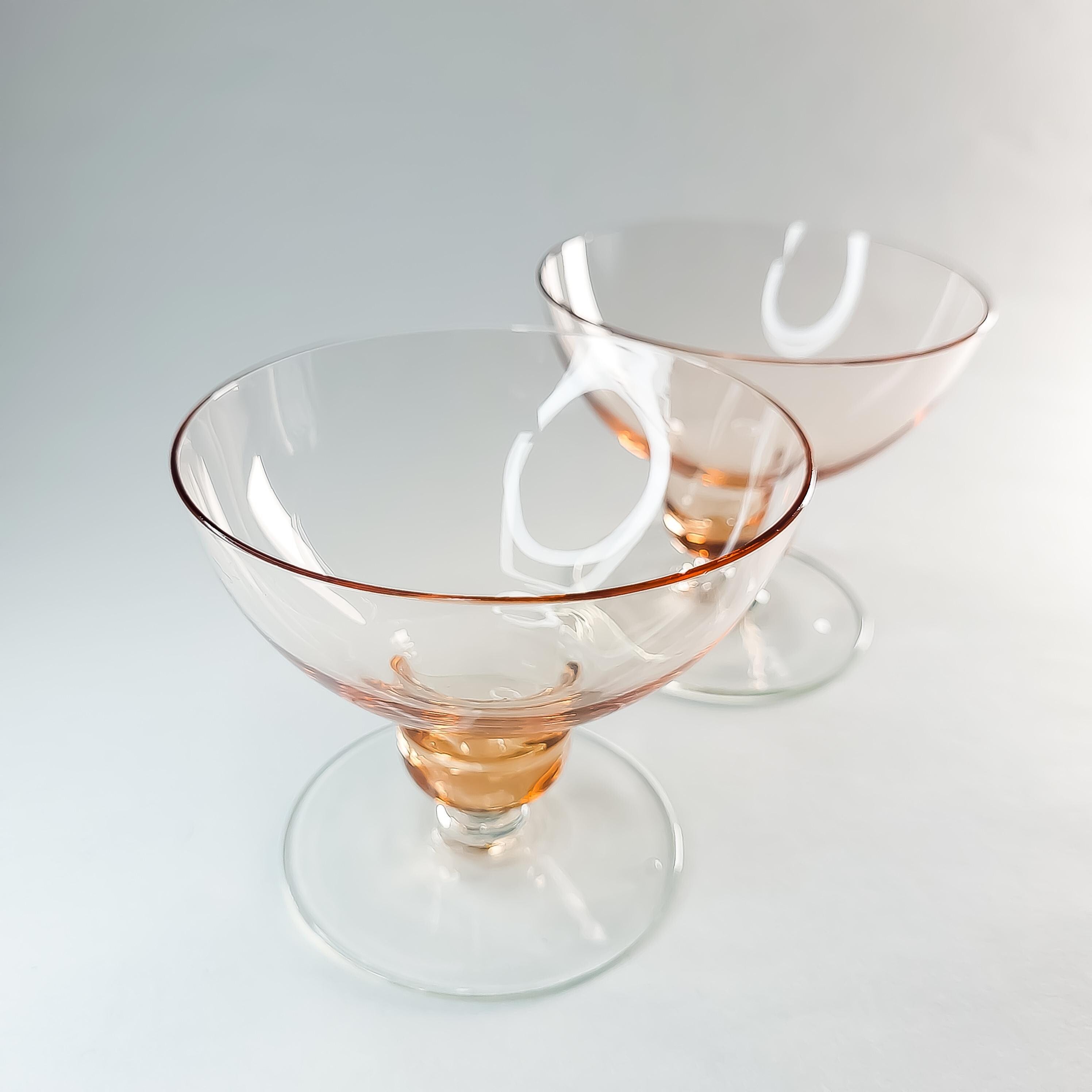 Set of 4 Vintage Pink Glass Stemware, Cranberry Snifters & Depression Glass Coupes