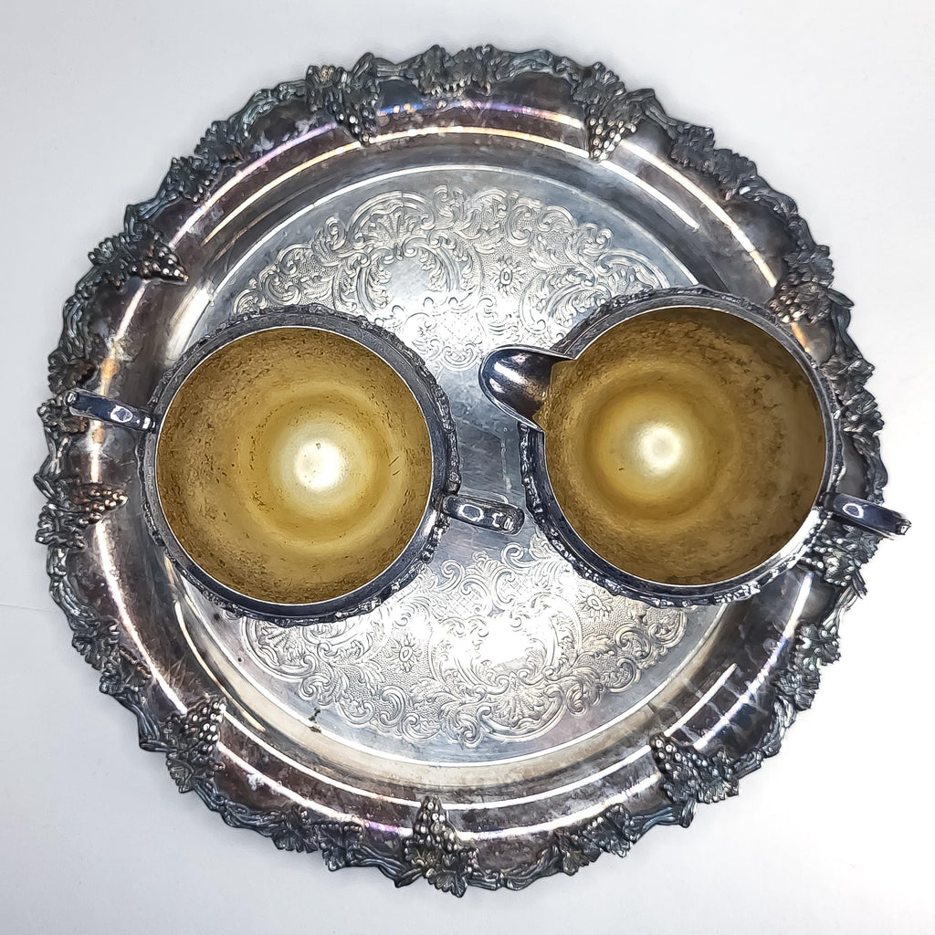 Silver Plated Creamer & Sugar Set with Tray
