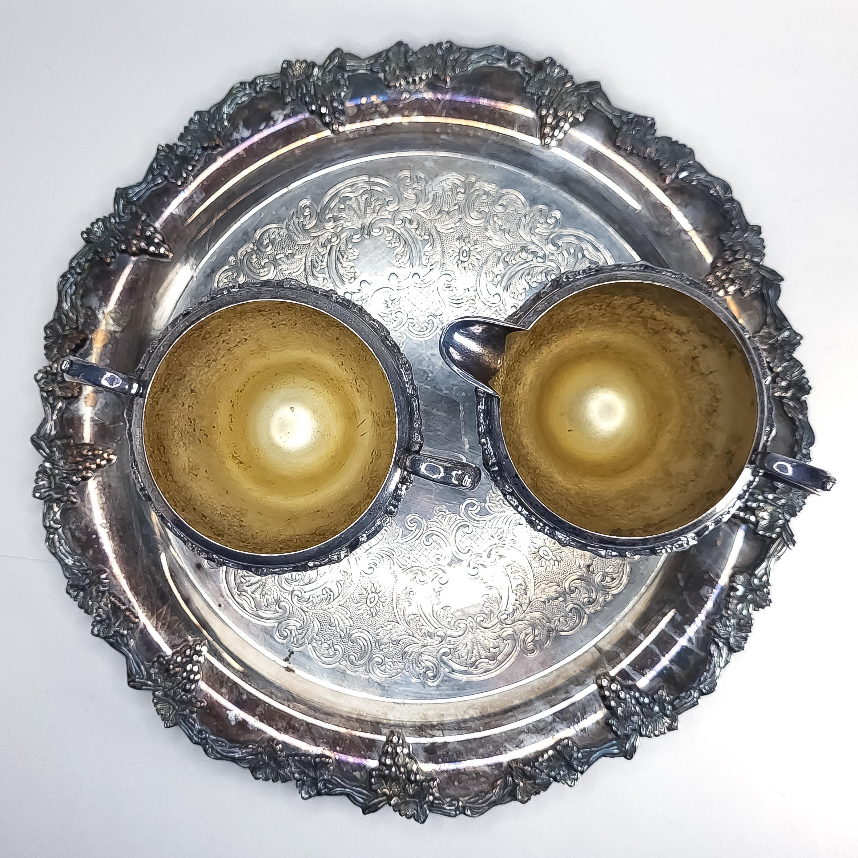 Silver Plated Creamer & Sugar Set with Tray