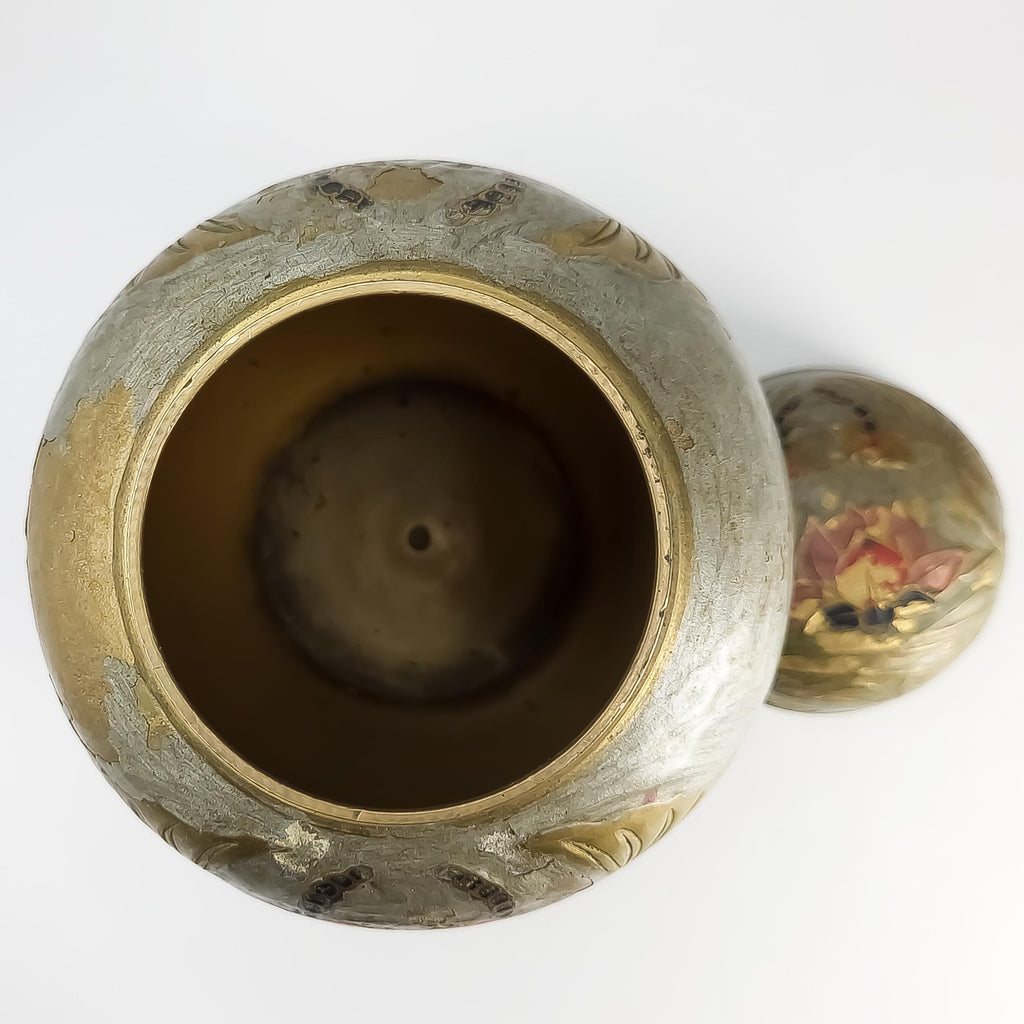 Vintage Indian Brass Urn, Lidded Flower Vase