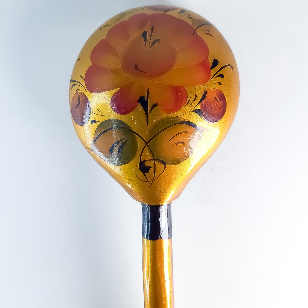 Khokhloma Spoon, Vintage Wooden Utensil Collectible