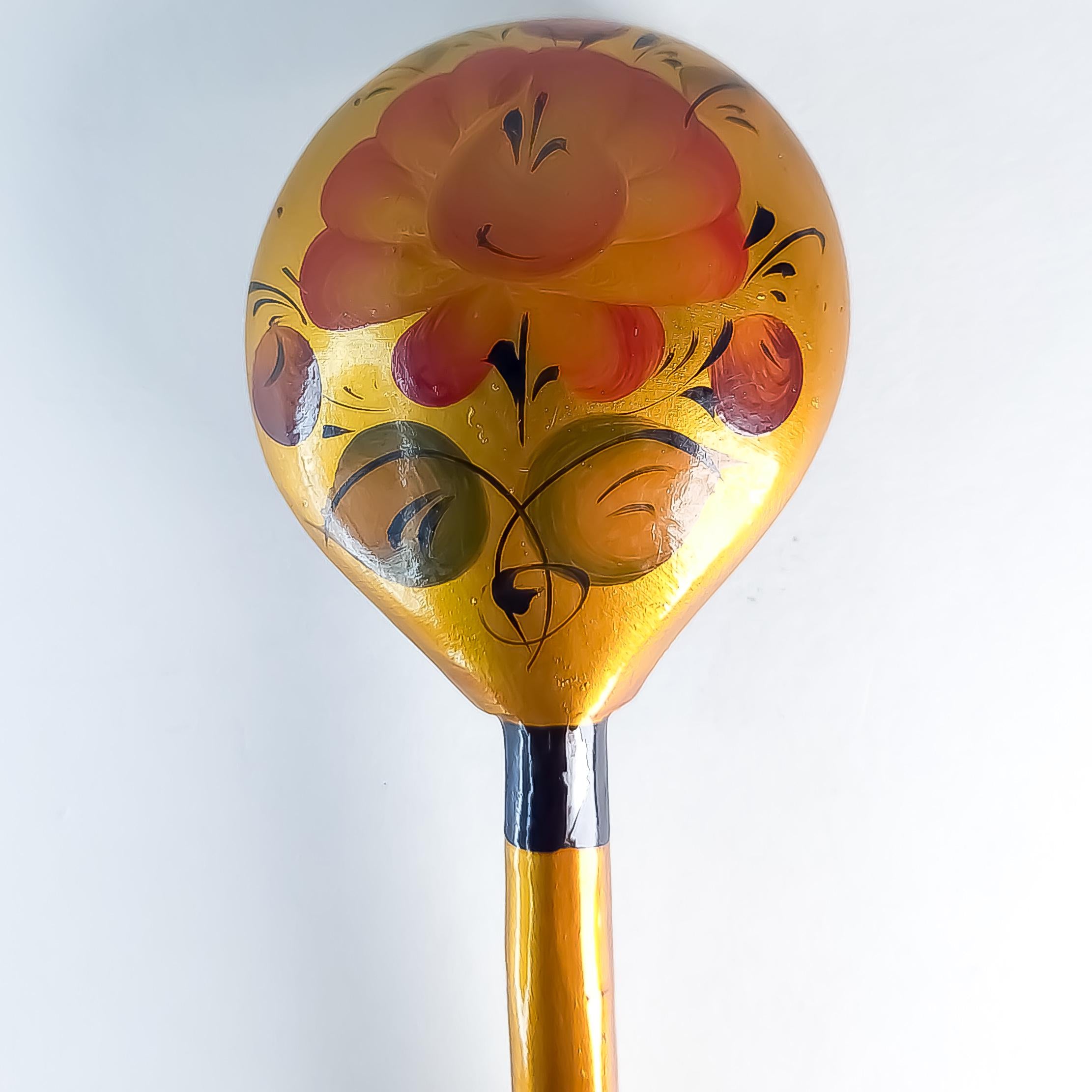 Khokhloma Spoon, Vintage Wooden Utensil Collectible