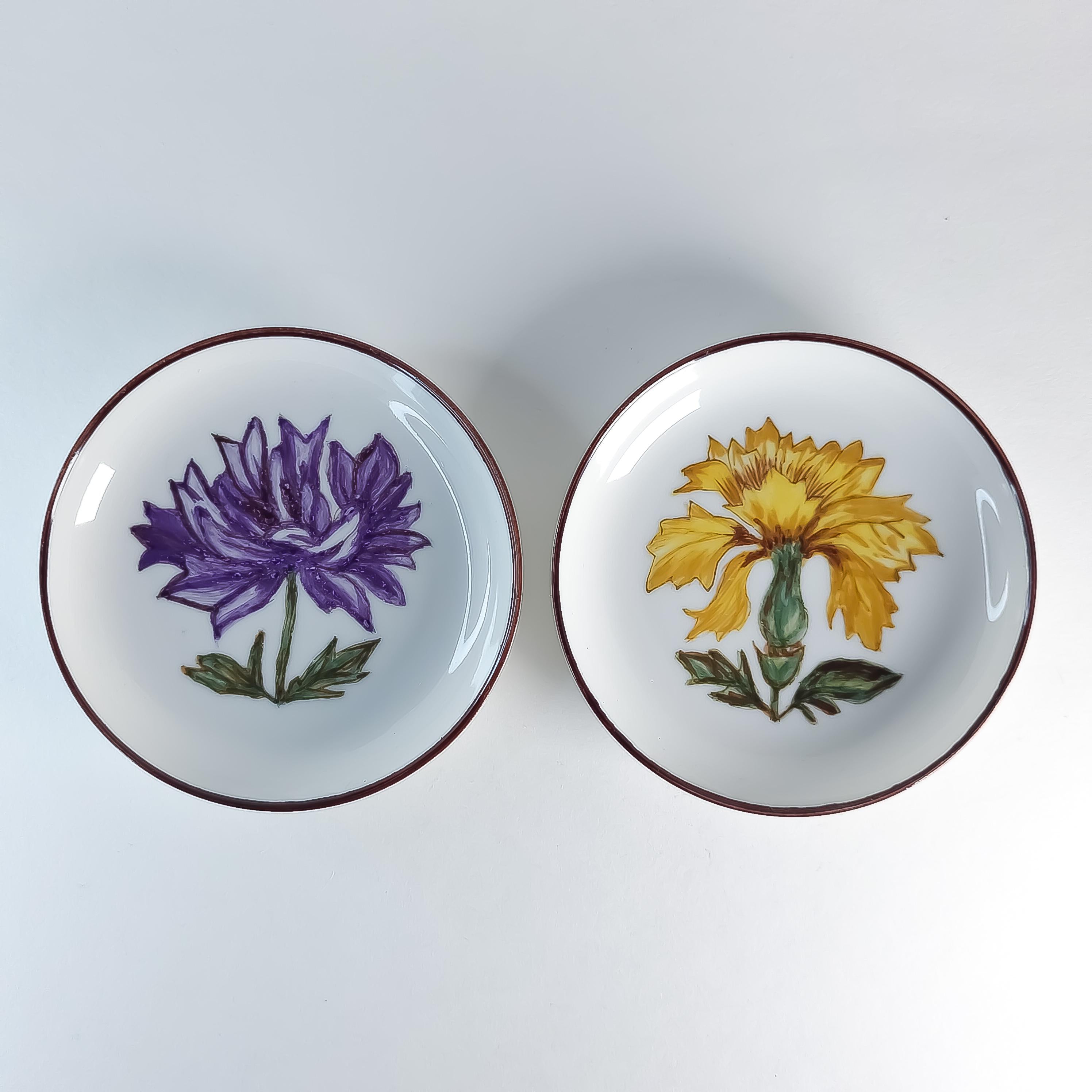 2 Ceramic Hand Painted Catchall Dish