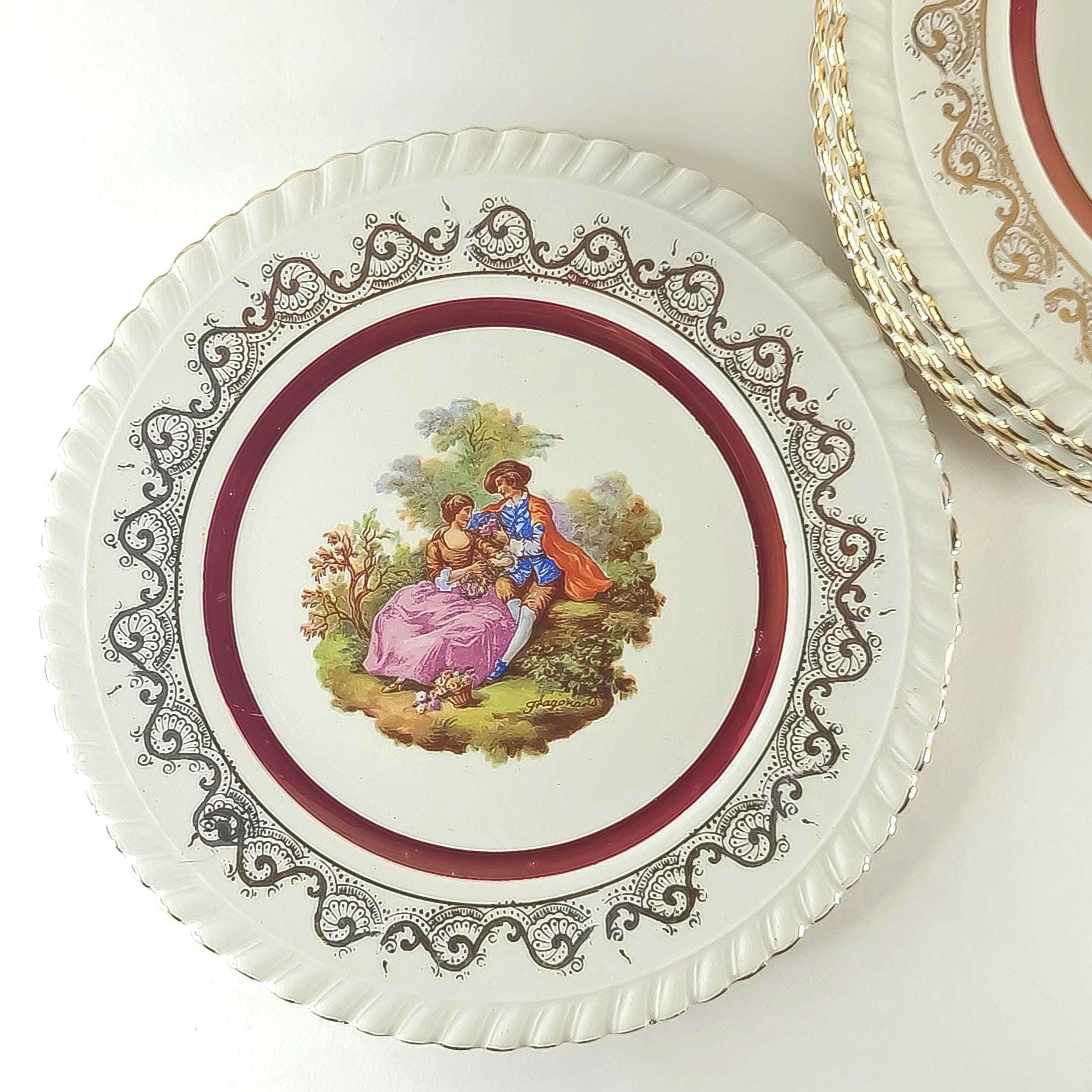 Set of 6 Greek Bread or Dessert Plates, Rococo Home Decor