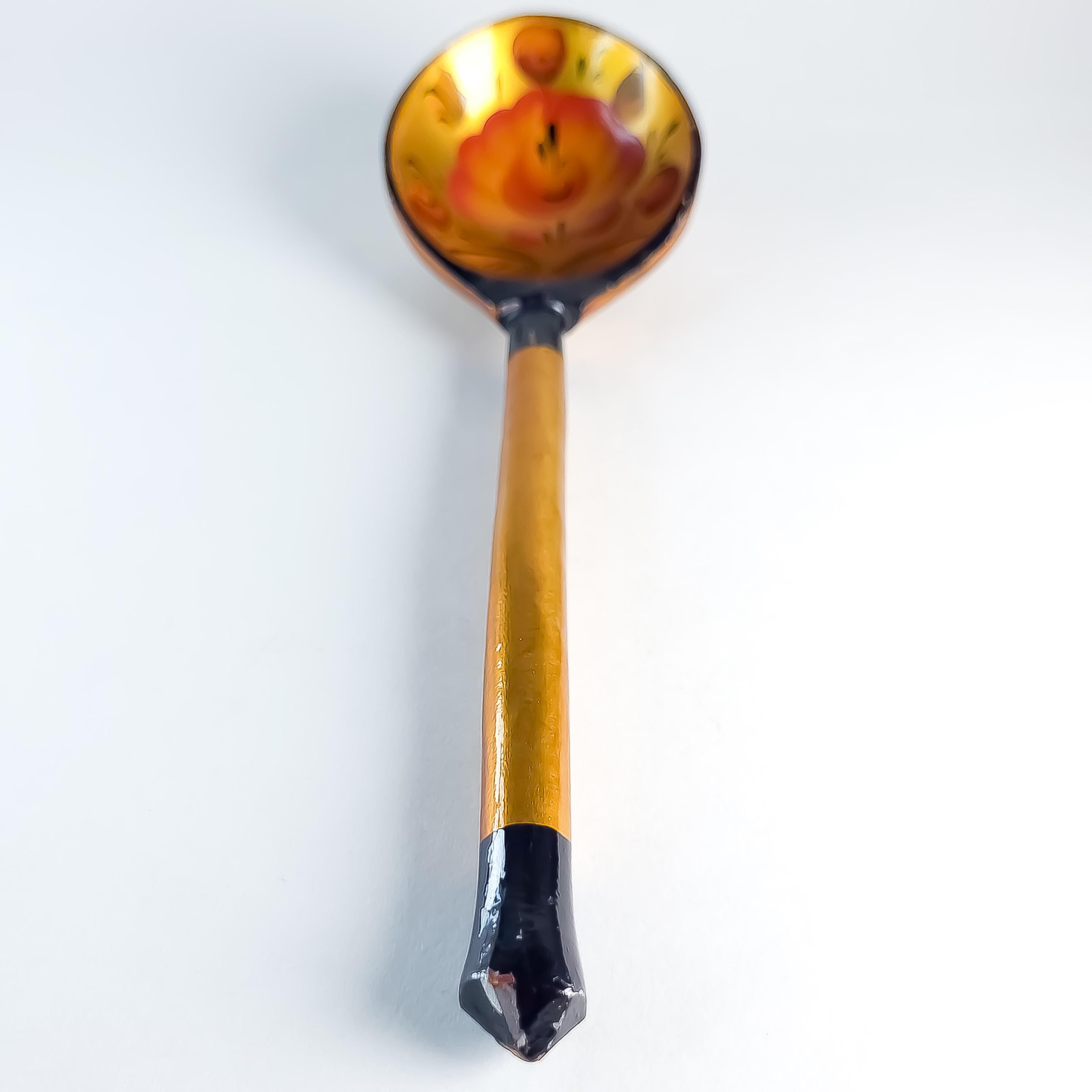 Khokhloma Spoon, Vintage Wooden Utensil Collectible