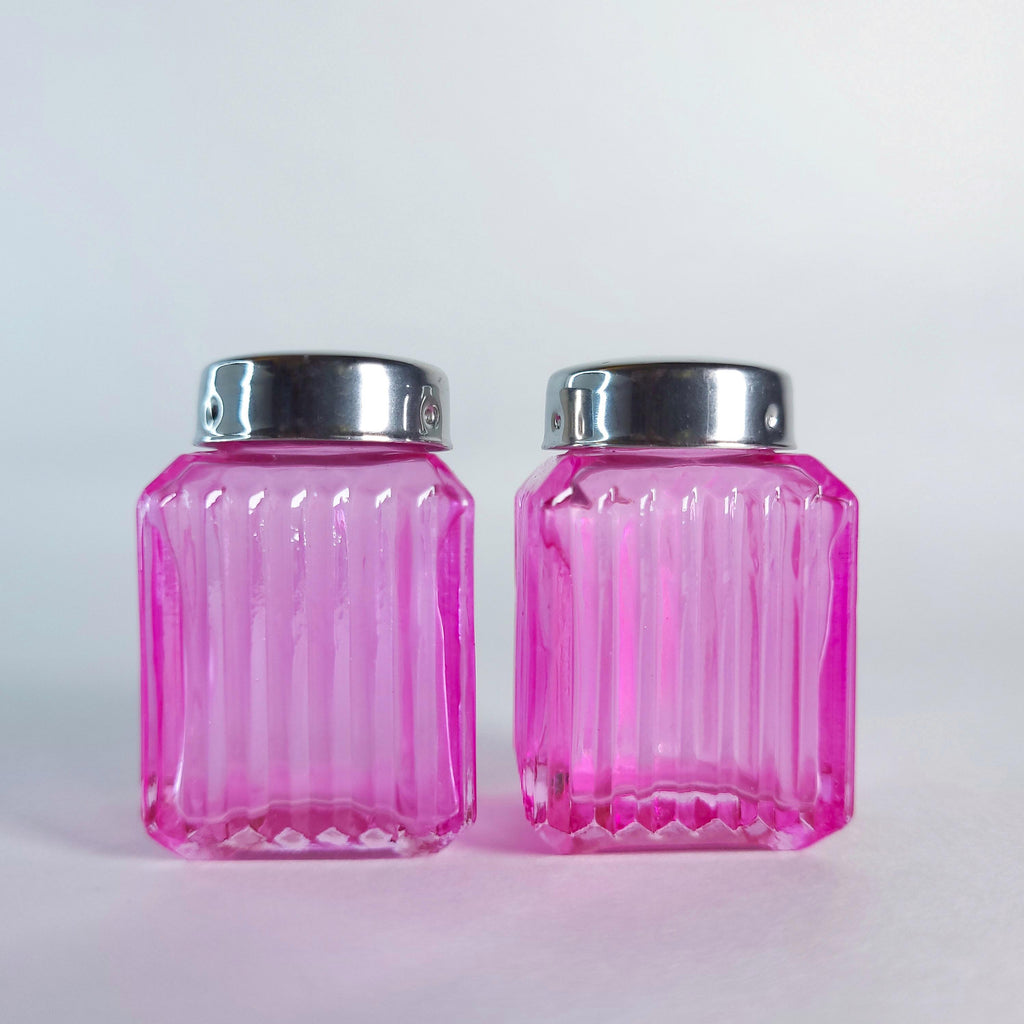 Pink Glass Mini Salt & Pepper Shakers