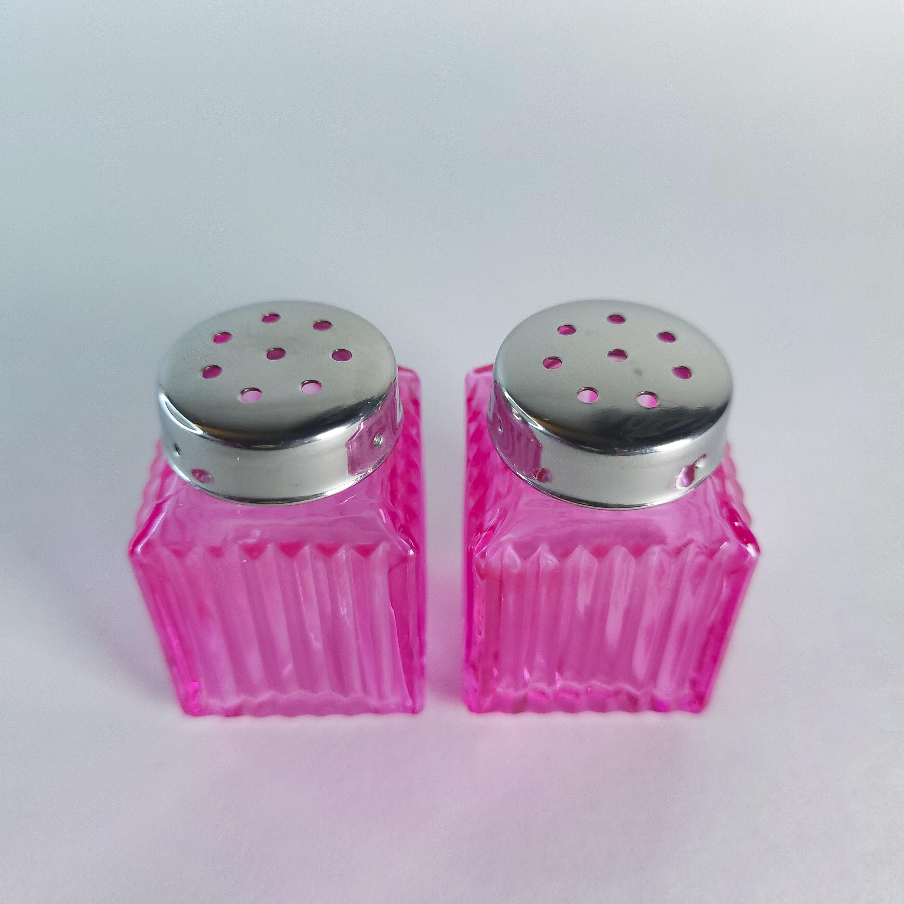 Pink Glass Mini Salt & Pepper Shakers