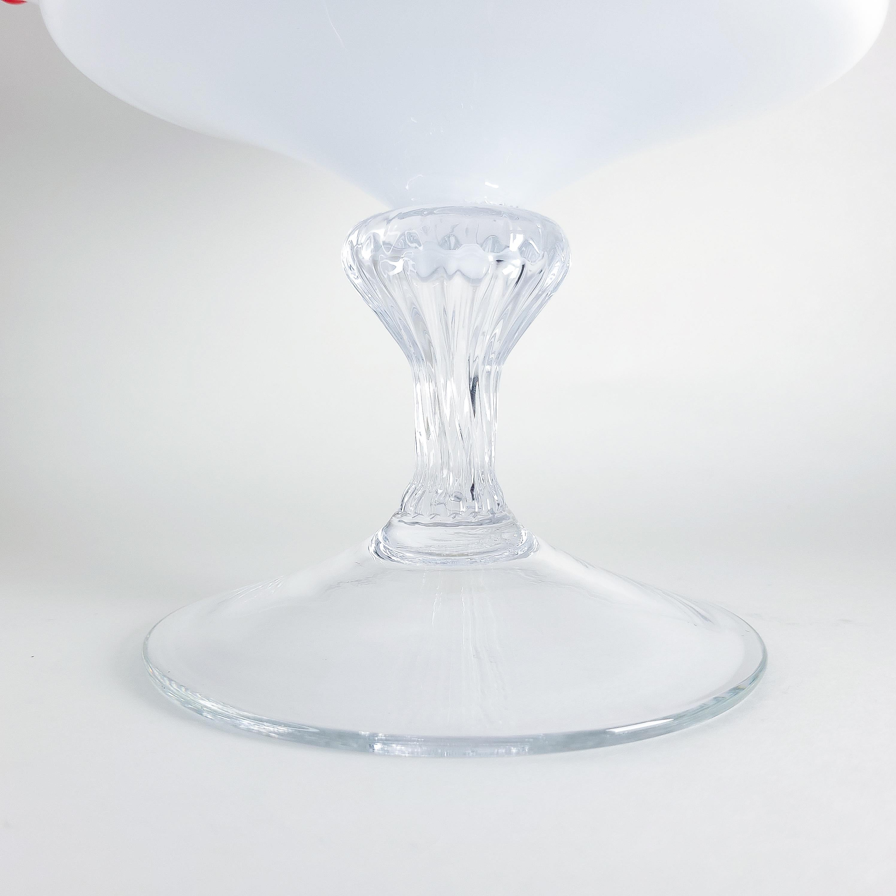 Vintage Milk Glass Compote with Scalloped Rim