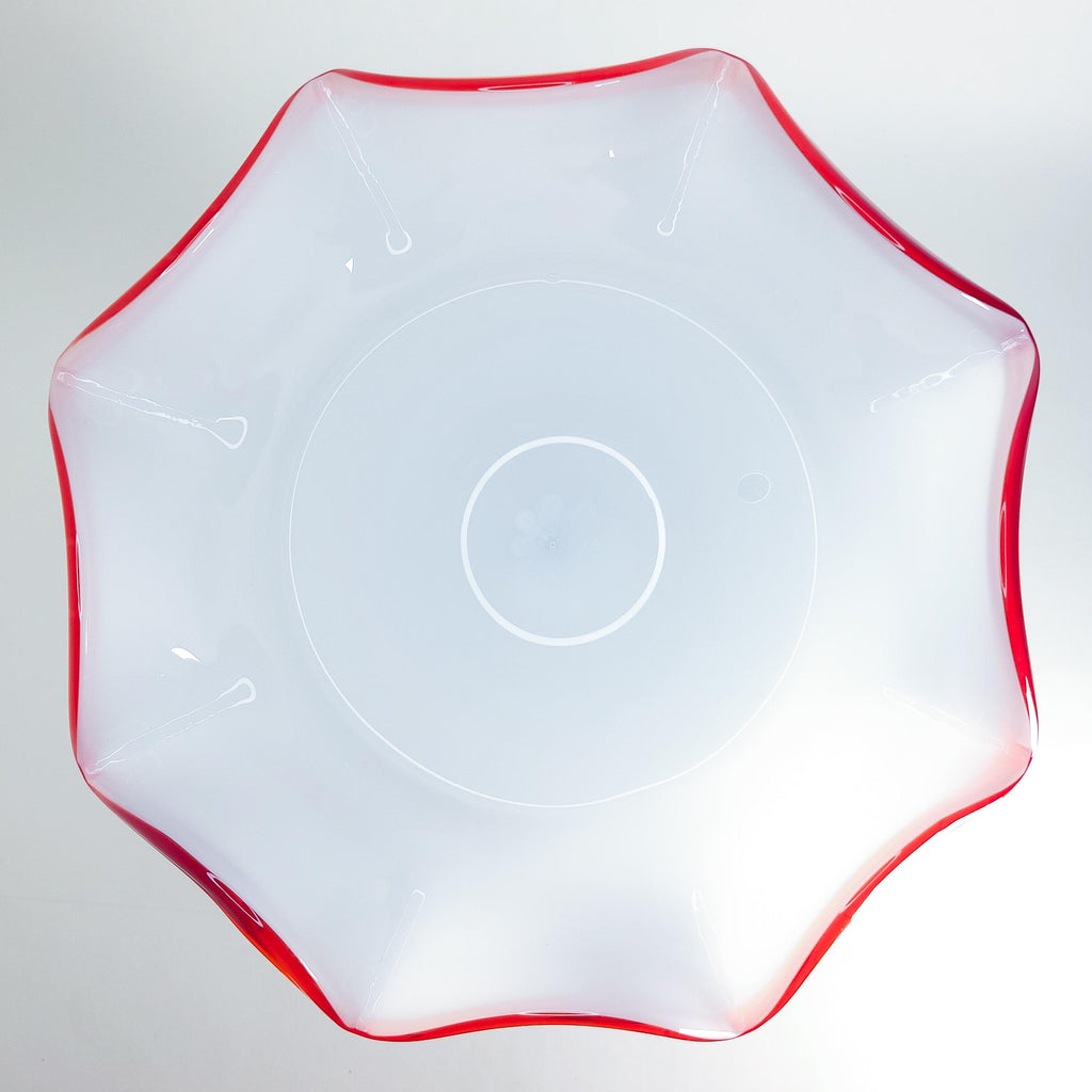 Vintage Milk Glass Compote with Scalloped Rim