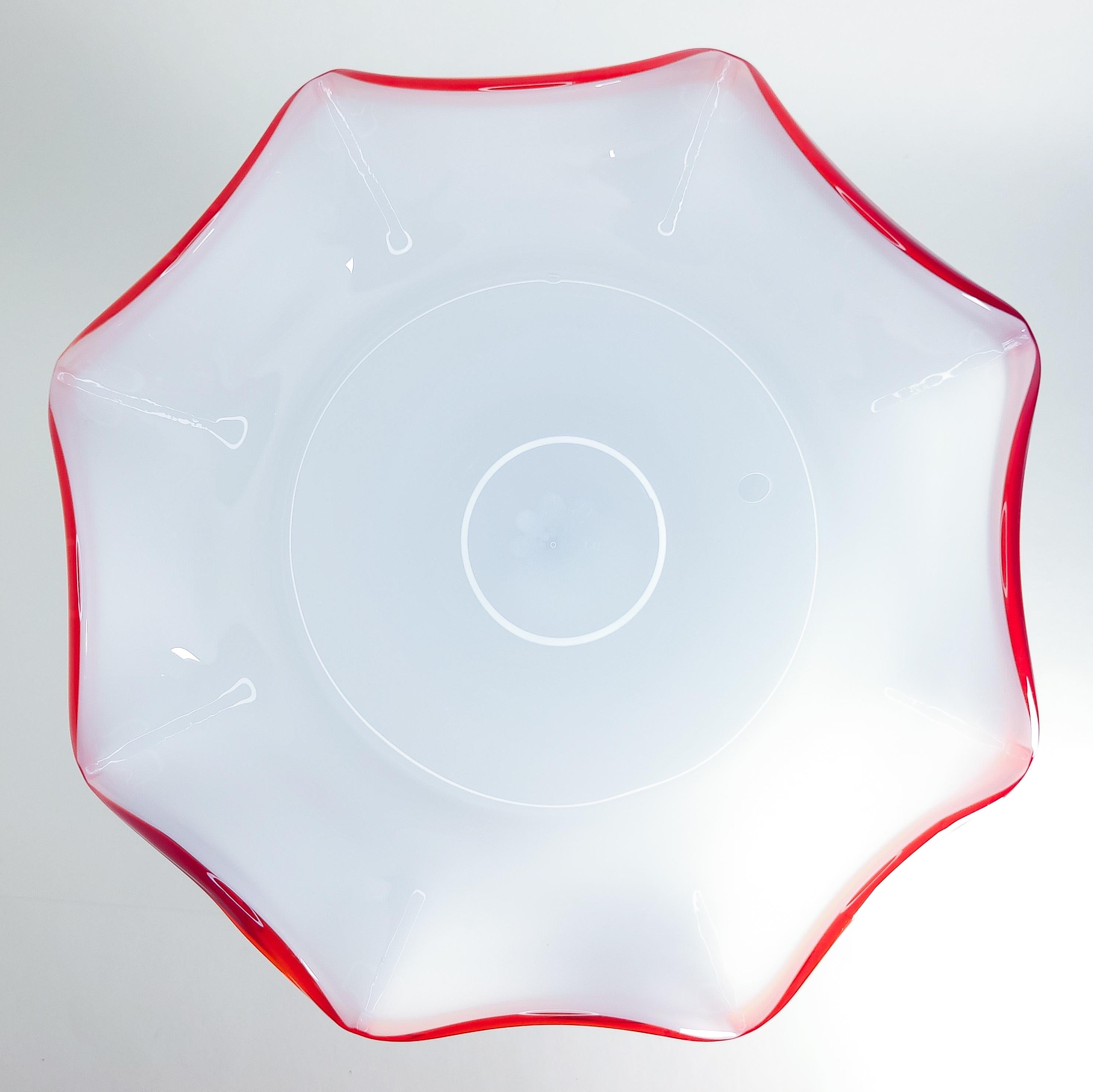 Vintage Milk Glass Compote with Scalloped Rim