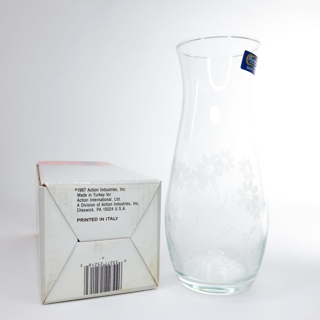 Vintage Etched Glass Vase by Paşabahçe