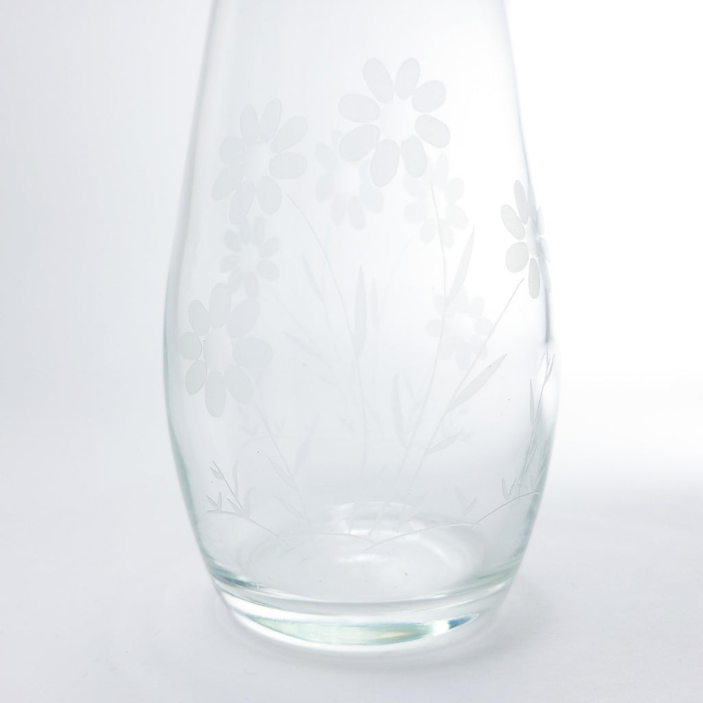 Vintage Etched Glass Vase by Paşabahçe