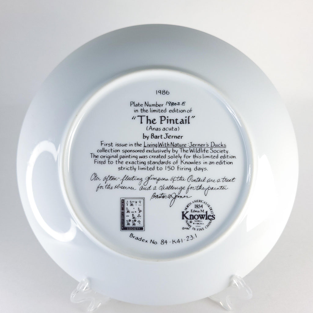 Vintage Collectible, 1986 “The Pintail” Plate by Bart Jerner