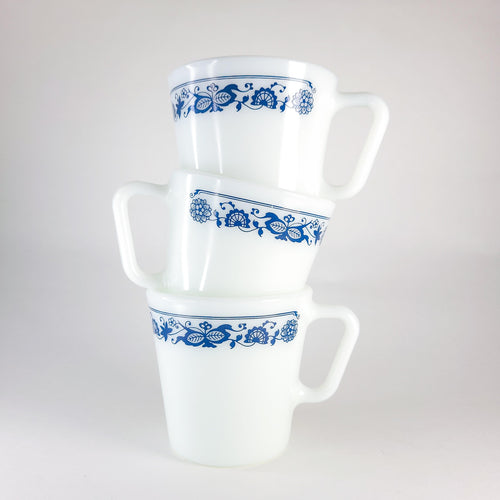 3 Pyrex Old Town Blue Mugs