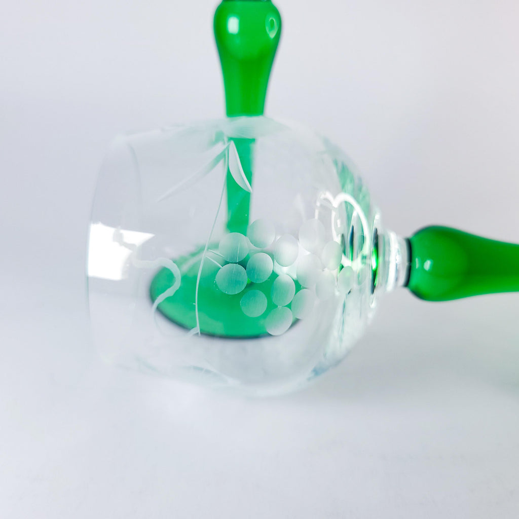 2 Roemer Wine Glasses, Vintage Green Stem Barware