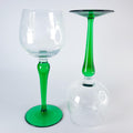 2 Roemer Wine Glasses, Vintage Green Stem Barware