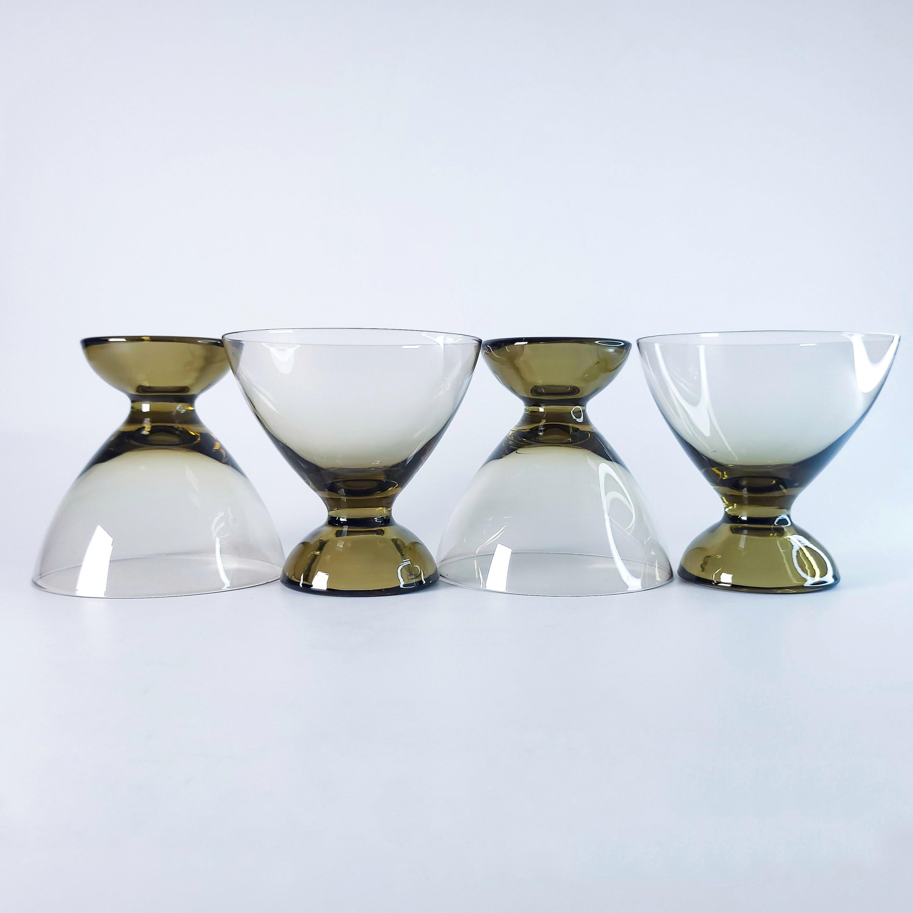 Brown Smoked Wine Glasses, MCM Liqueur Barware