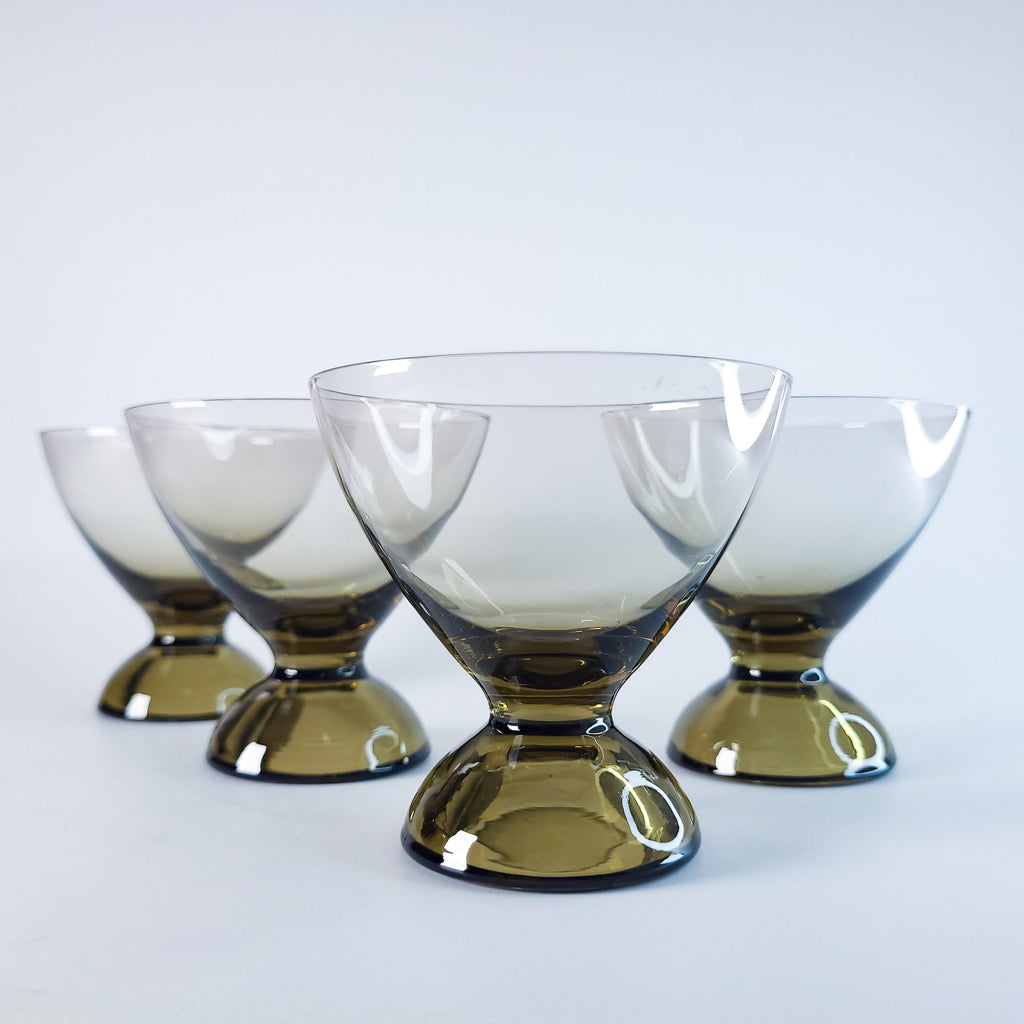 Brown Smoked Wine Glasses, MCM Liqueur Barware