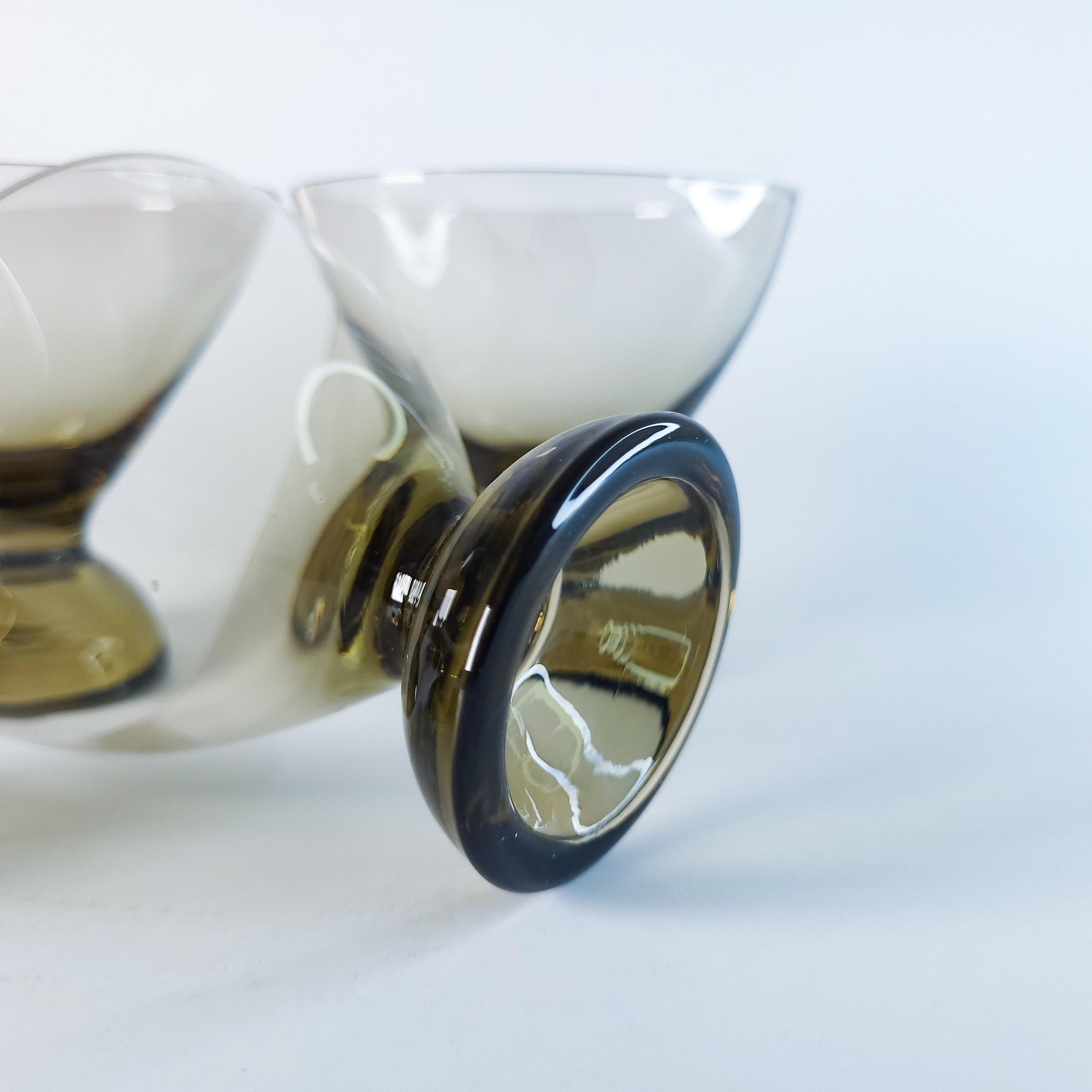 Brown Smoked Wine Glasses, MCM Liqueur Barware