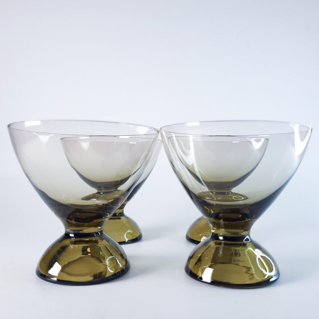 Brown Smoked Wine Glasses, MCM Liqueur Barware