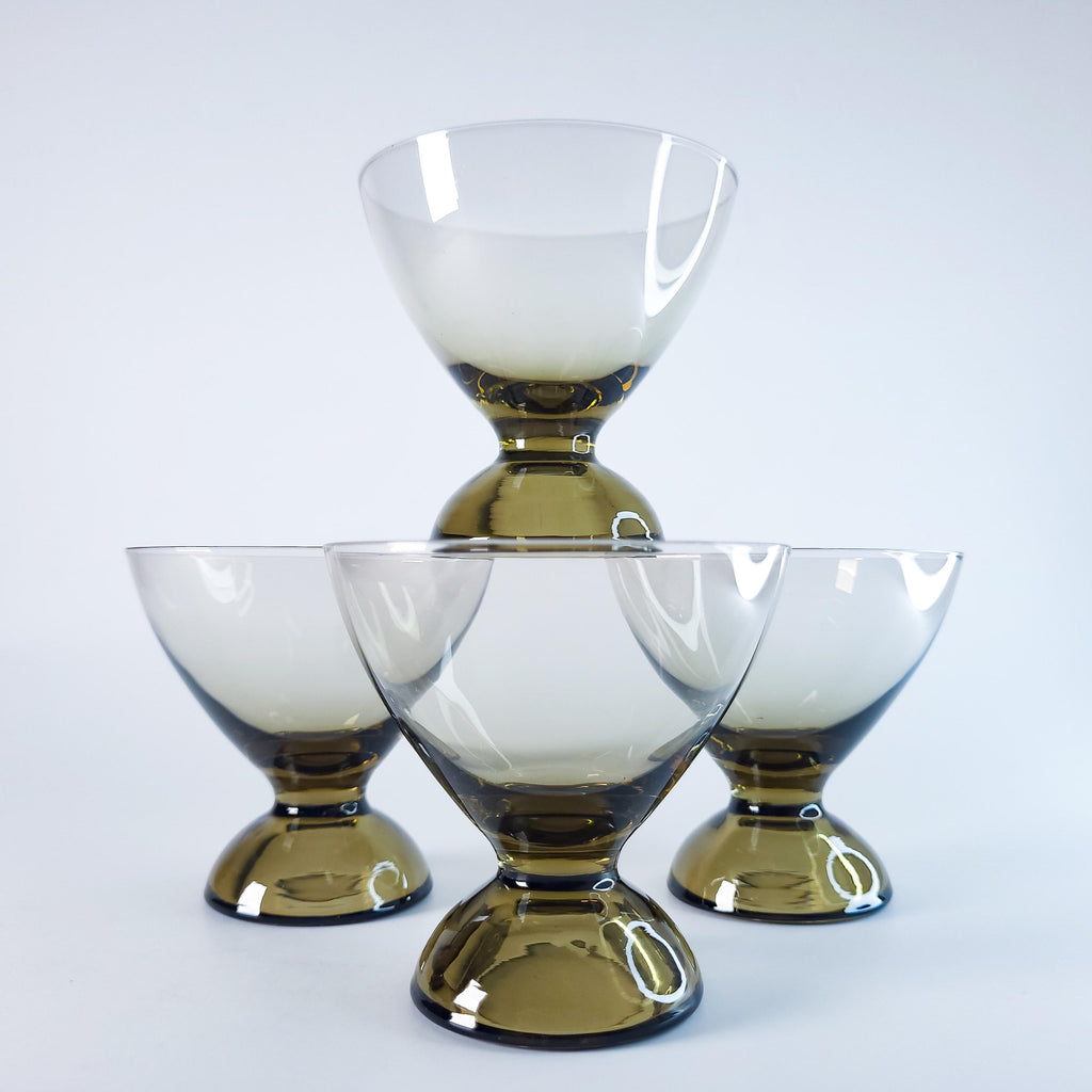 Brown Smoked Wine Glasses, MCM Liqueur Barware
