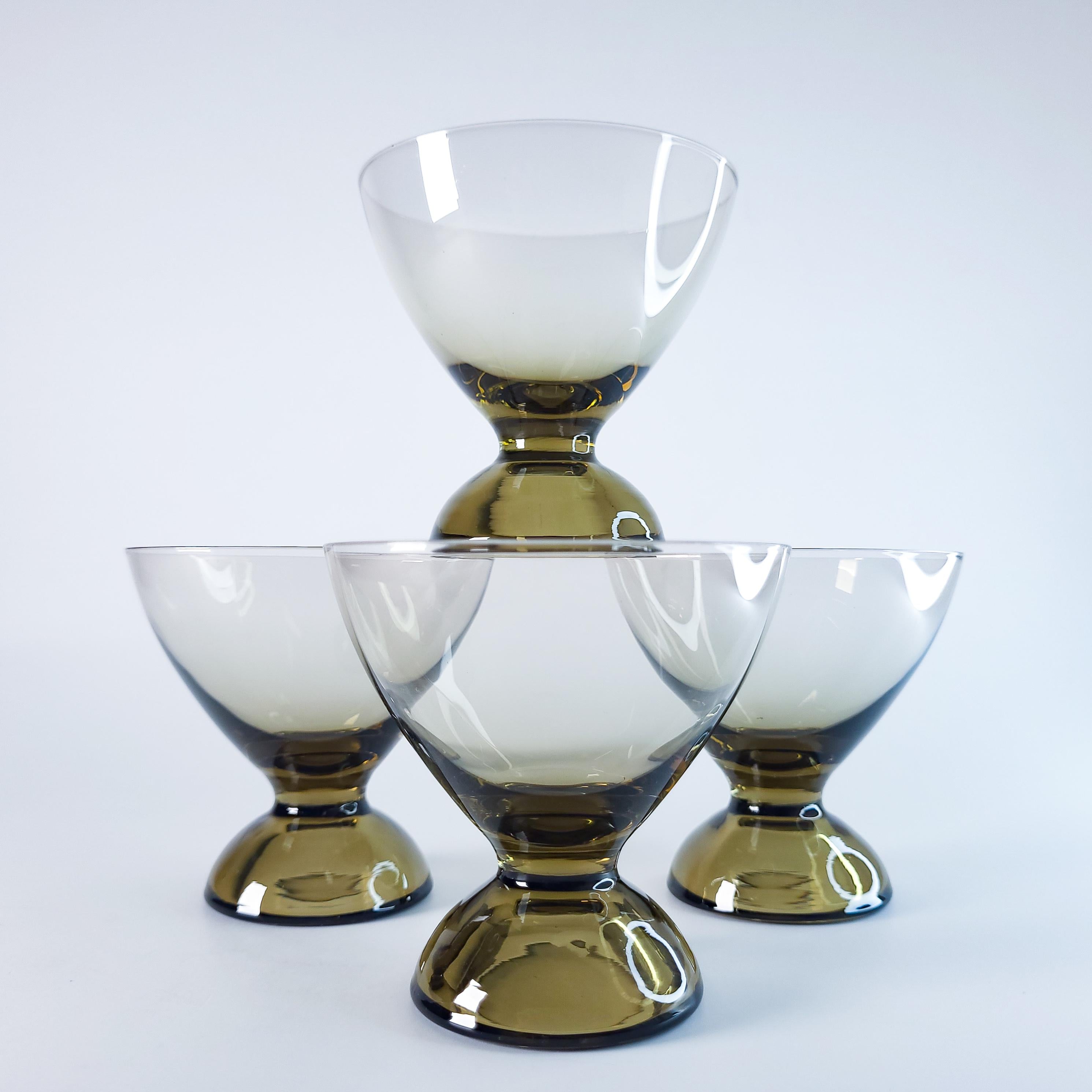 Brown Smoked Wine Glasses, MCM Liqueur Barware