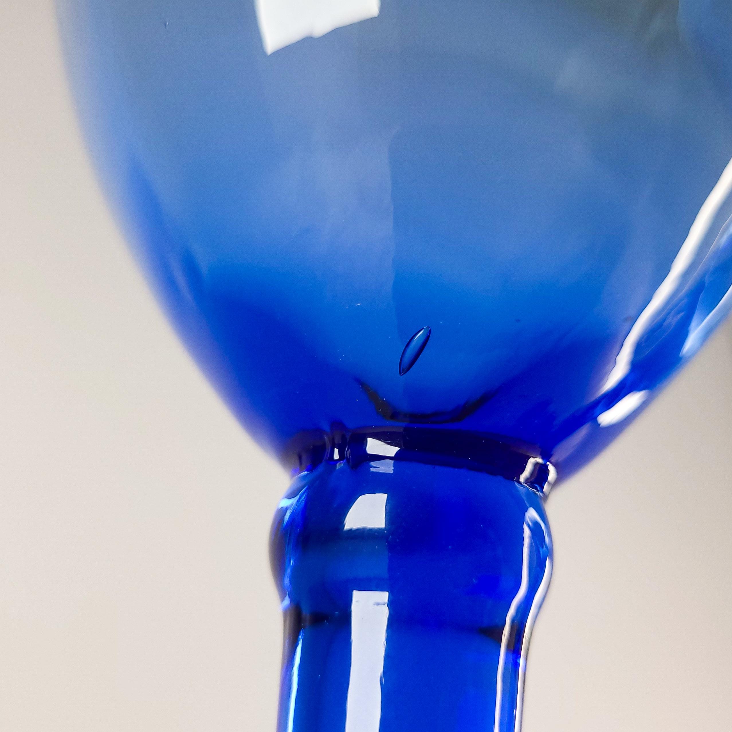Vintage Hand Blown Cobalt Glass Goblets