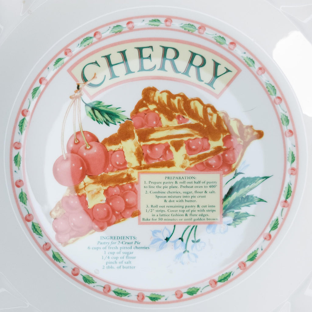 Vintage Cherry Pie Recipe Plate