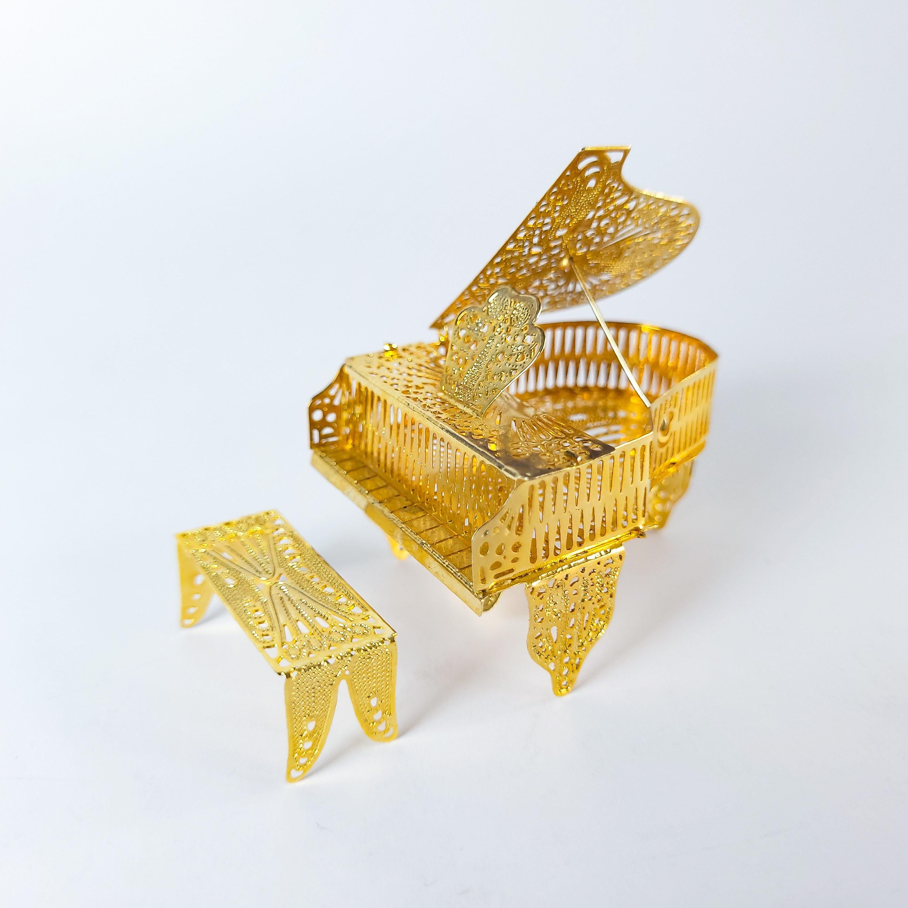 Miniature Grand Piano with Bench, Vintage Dollhouse Gift