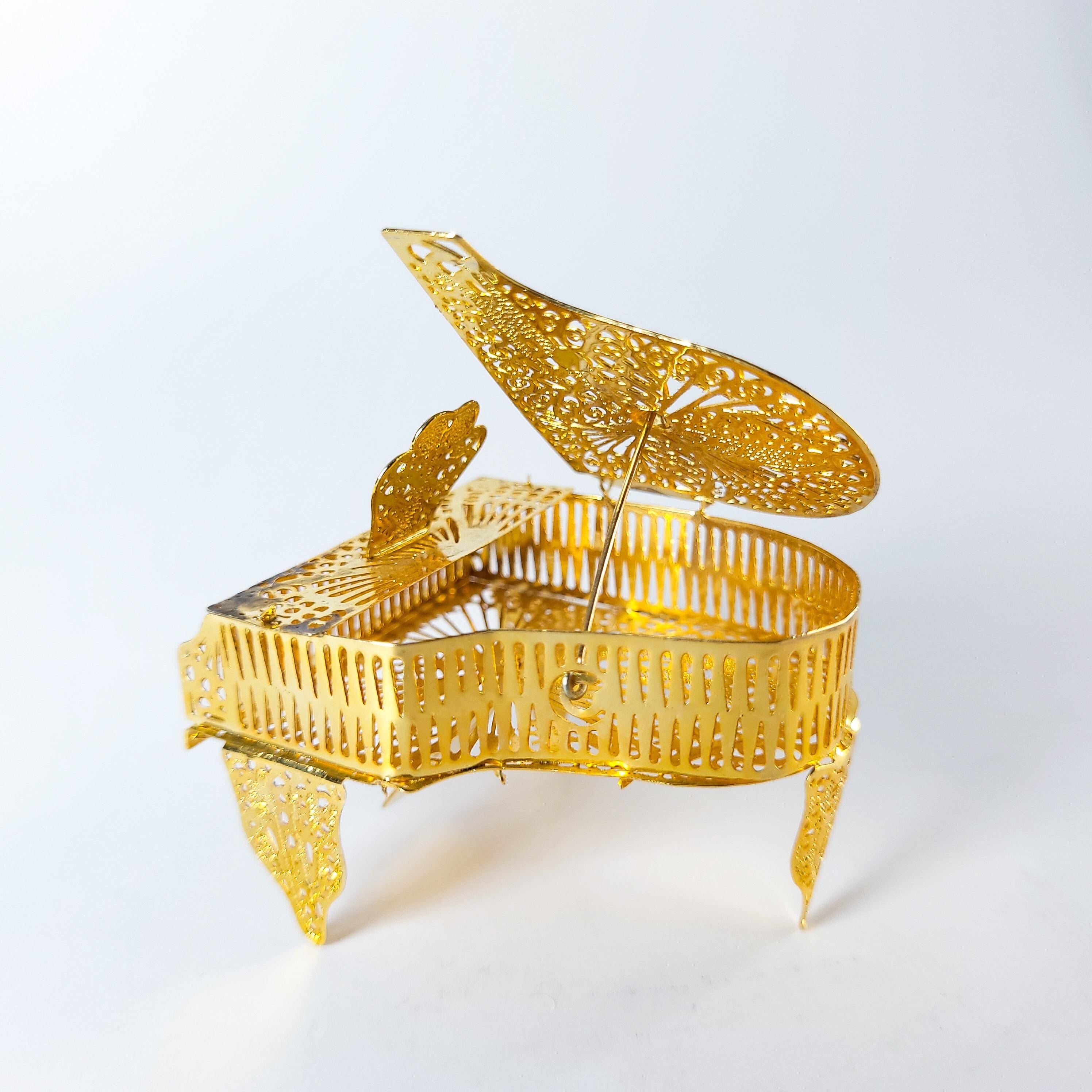 Miniature Grand Piano with Bench, Vintage Dollhouse Gift