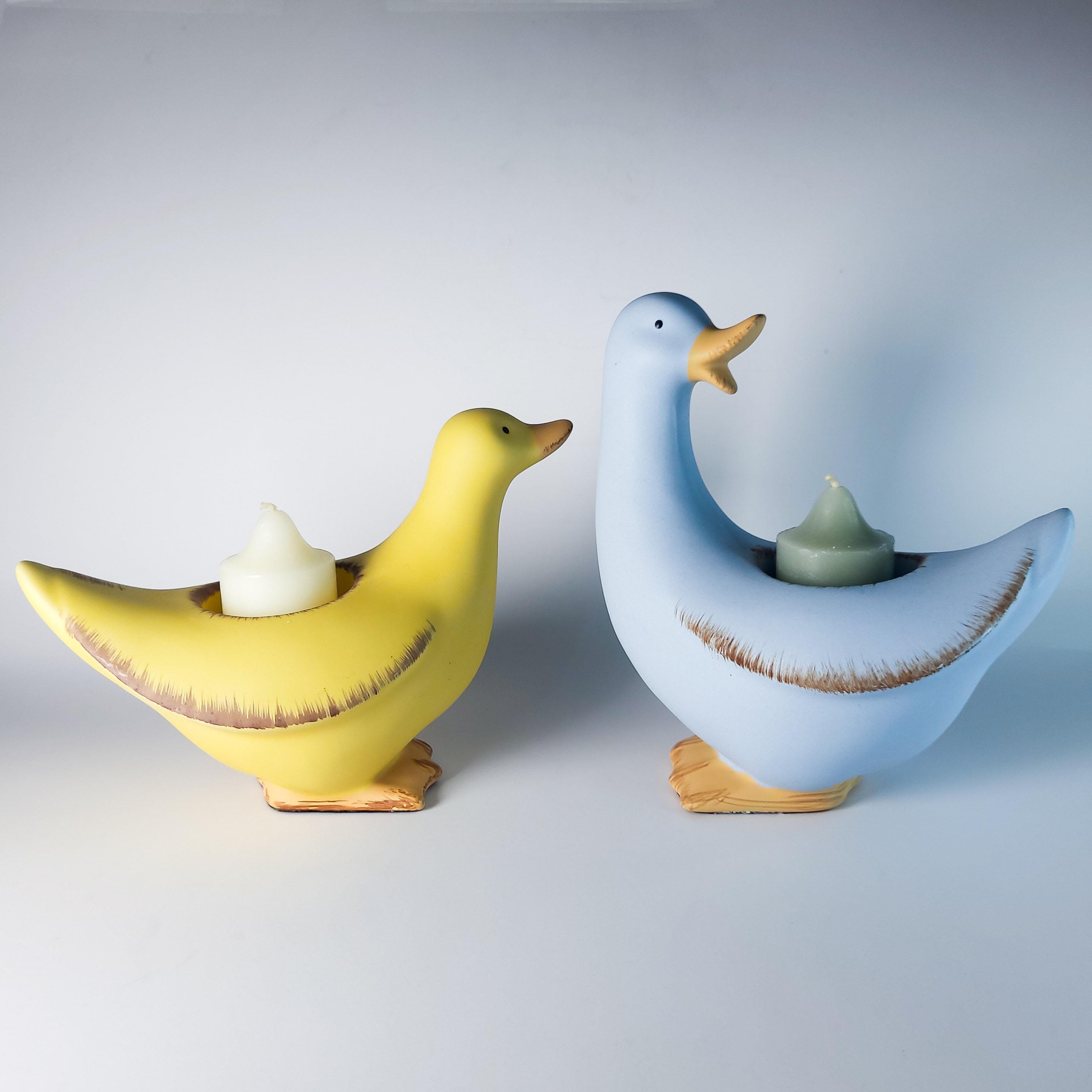Set of 2 Duck Shaped Candleholders, candles included, Vintage PartyLite Tealight Holders