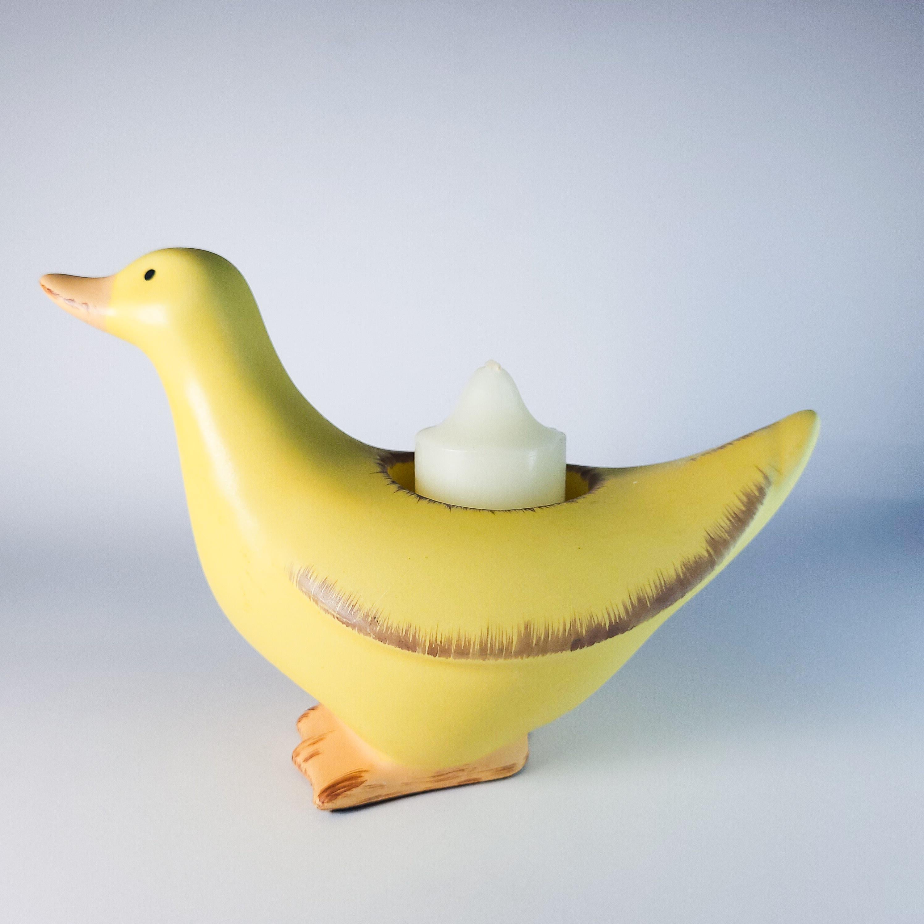 Set of 2 Duck Shaped Candleholders, candles included, Vintage PartyLite Tealight Holders