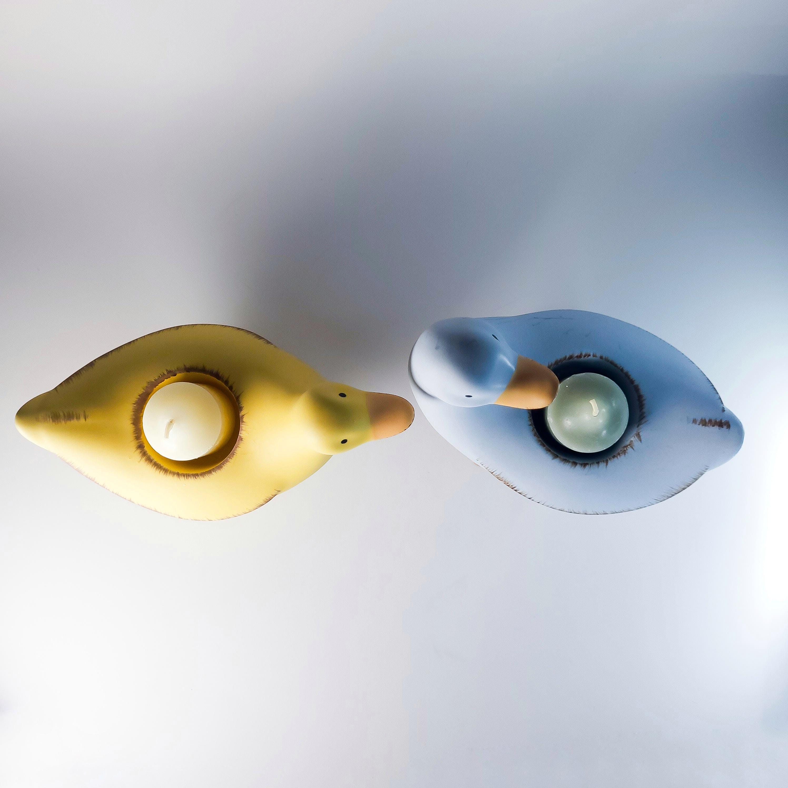 Set of 2 Duck Shaped Candleholders, candles included, Vintage PartyLite Tealight Holders