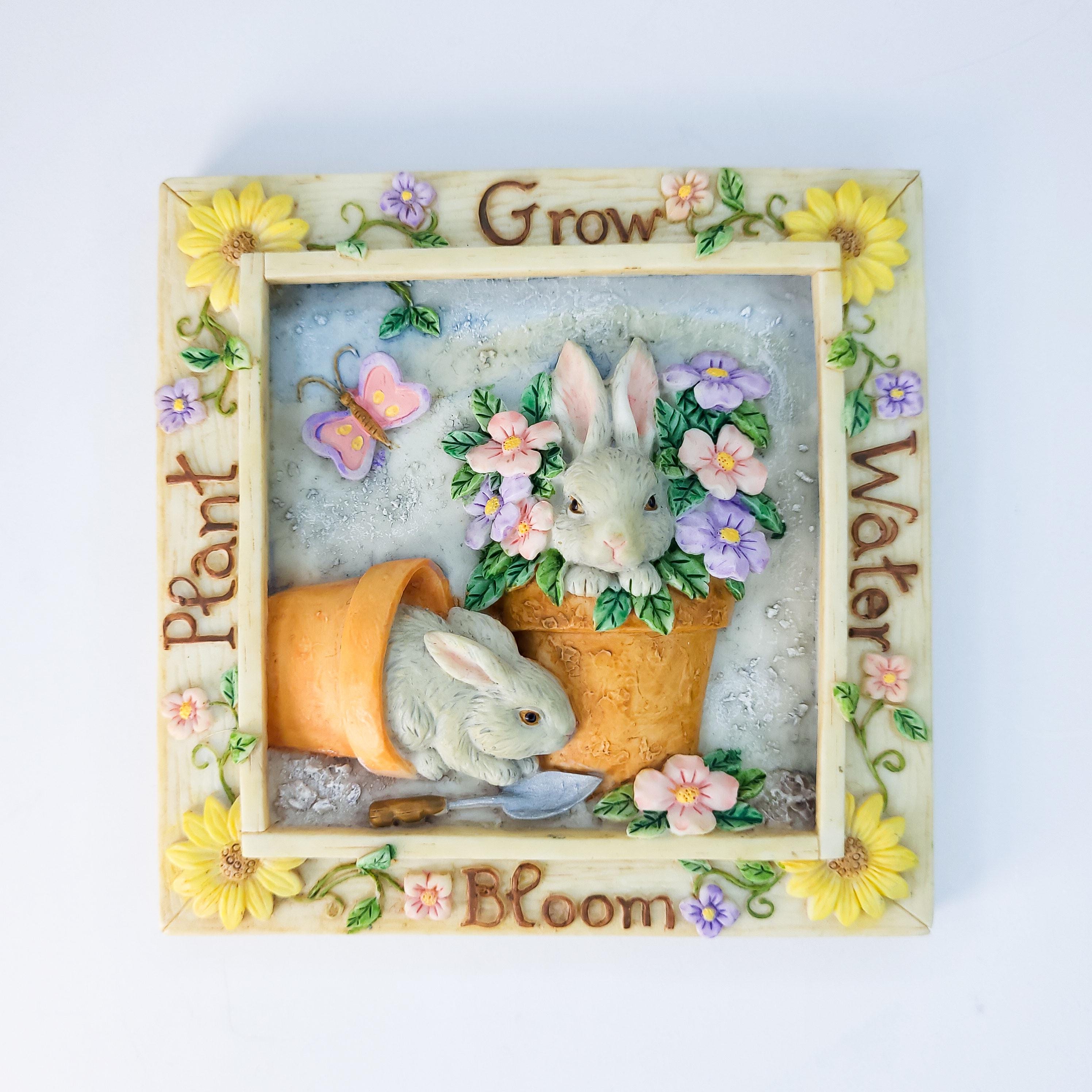 Vintage Spring Wall Art, Russ Berrie “Nature’s Wonder” Easter Bunny