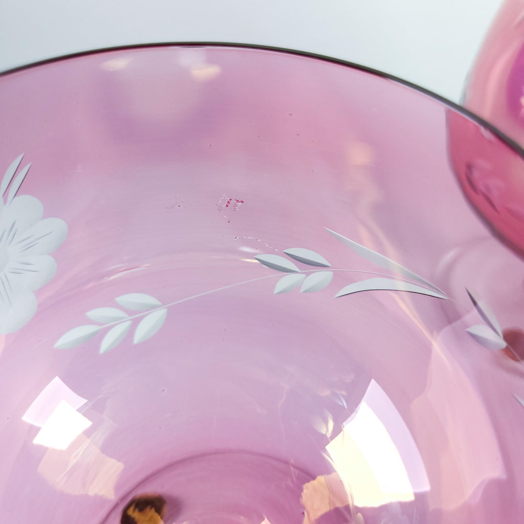 Set of 4 Vintage Pink Glass Stemware, Cranberry Snifters & Depression Glass Coupes