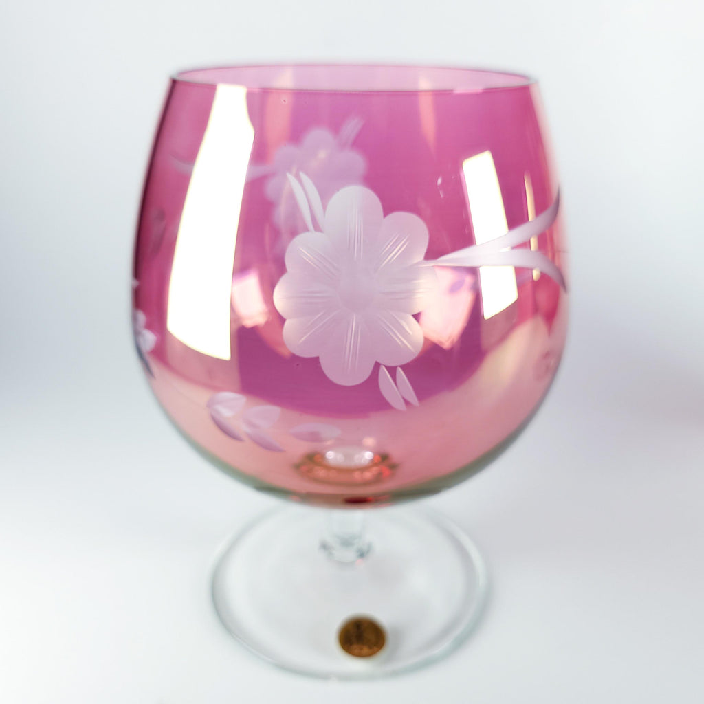 Set of 4 Vintage Pink Glass Stemware, Cranberry Snifters & Depression Glass Coupes