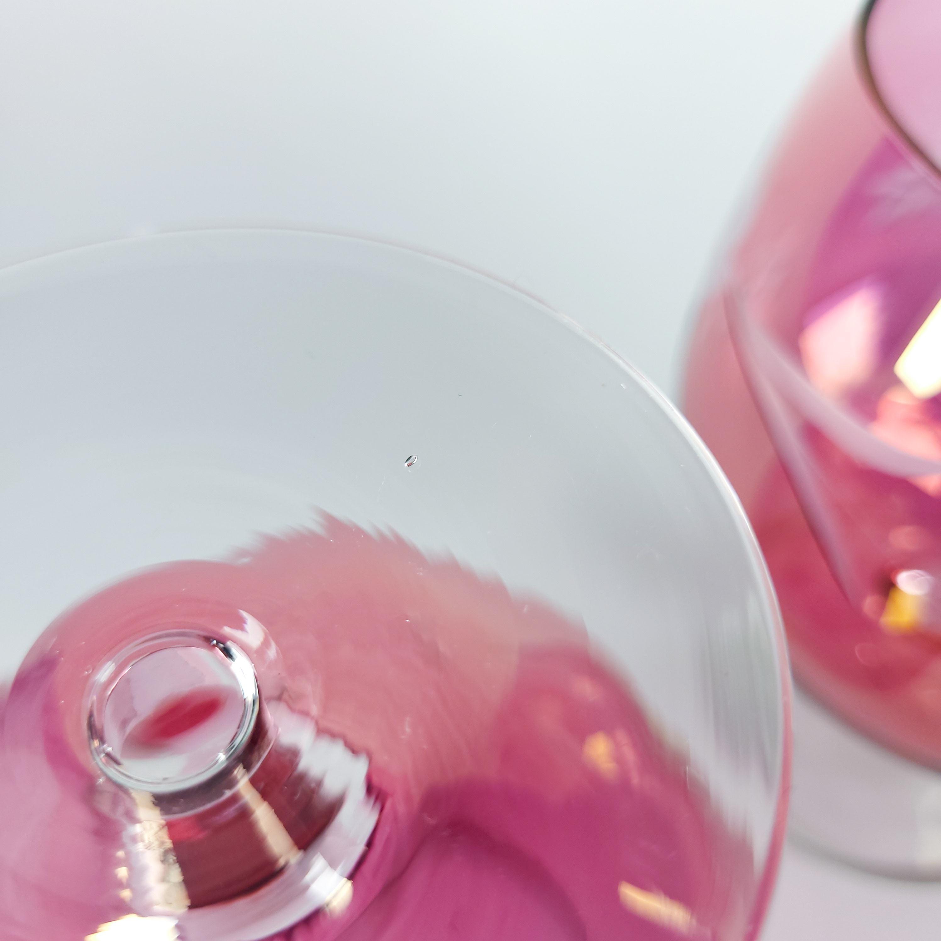 Set of 4 Vintage Pink Glass Stemware, Cranberry Snifters & Depression Glass Coupes