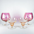 Set of 4 Vintage Pink Glass Stemware, Cranberry Snifters & Depression Glass Coupes
