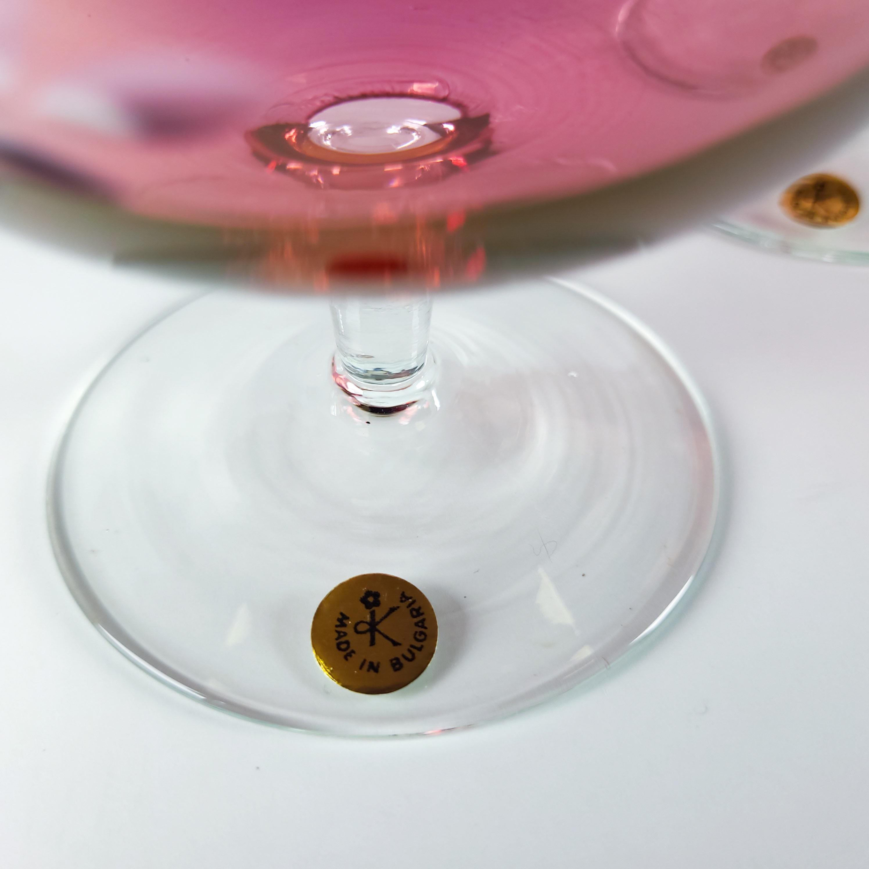 Set of 4 Vintage Pink Glass Stemware, Cranberry Snifters & Depression Glass Coupes