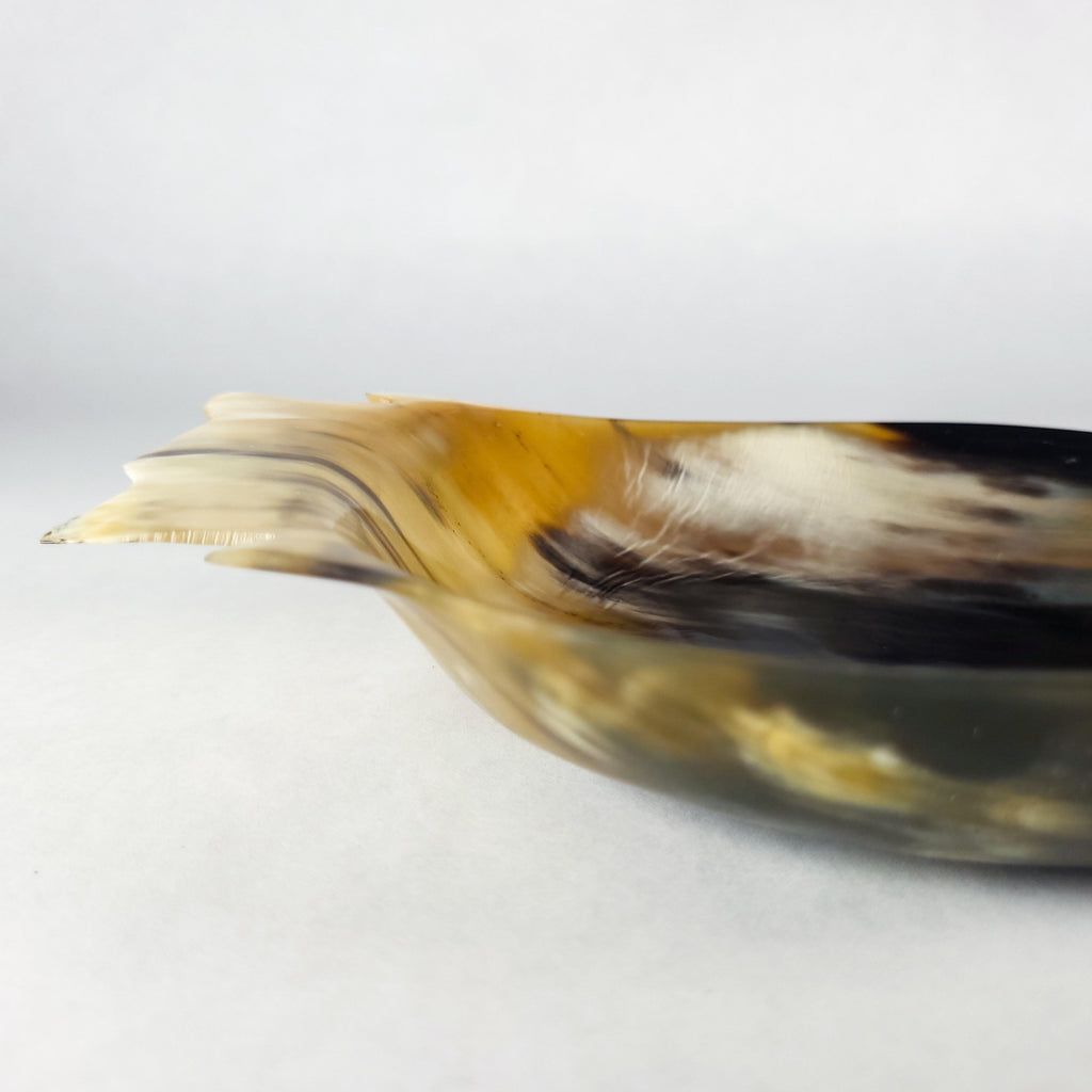 Vintage Buffalo Horn Trinket Dish, MCM Sculptural Bird Catchall