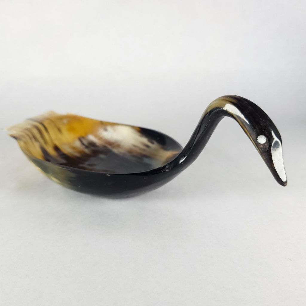 Vintage Buffalo Horn Trinket Dish, MCM Sculptural Bird Catchall