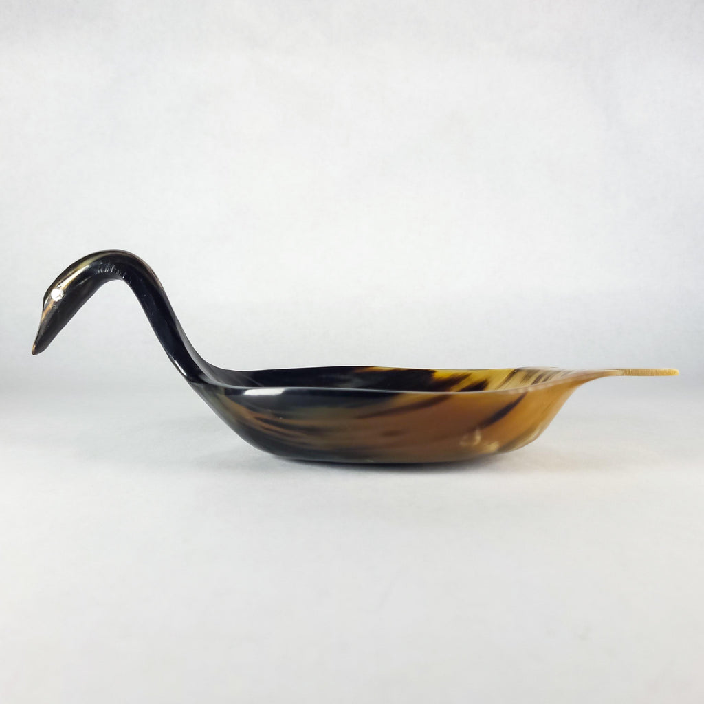 Vintage Buffalo Horn Trinket Dish, MCM Sculptural Bird Catchall