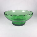Vintage Emerald Green Pedestal Bowl, E.O. Brody Glass Scalloped Planter, Mid-Century Flower Pot